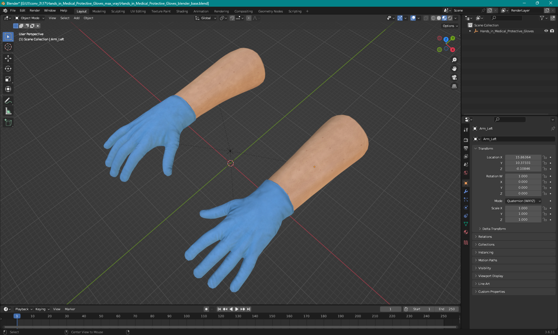 Hands in Medical Protective Gloves 3D model