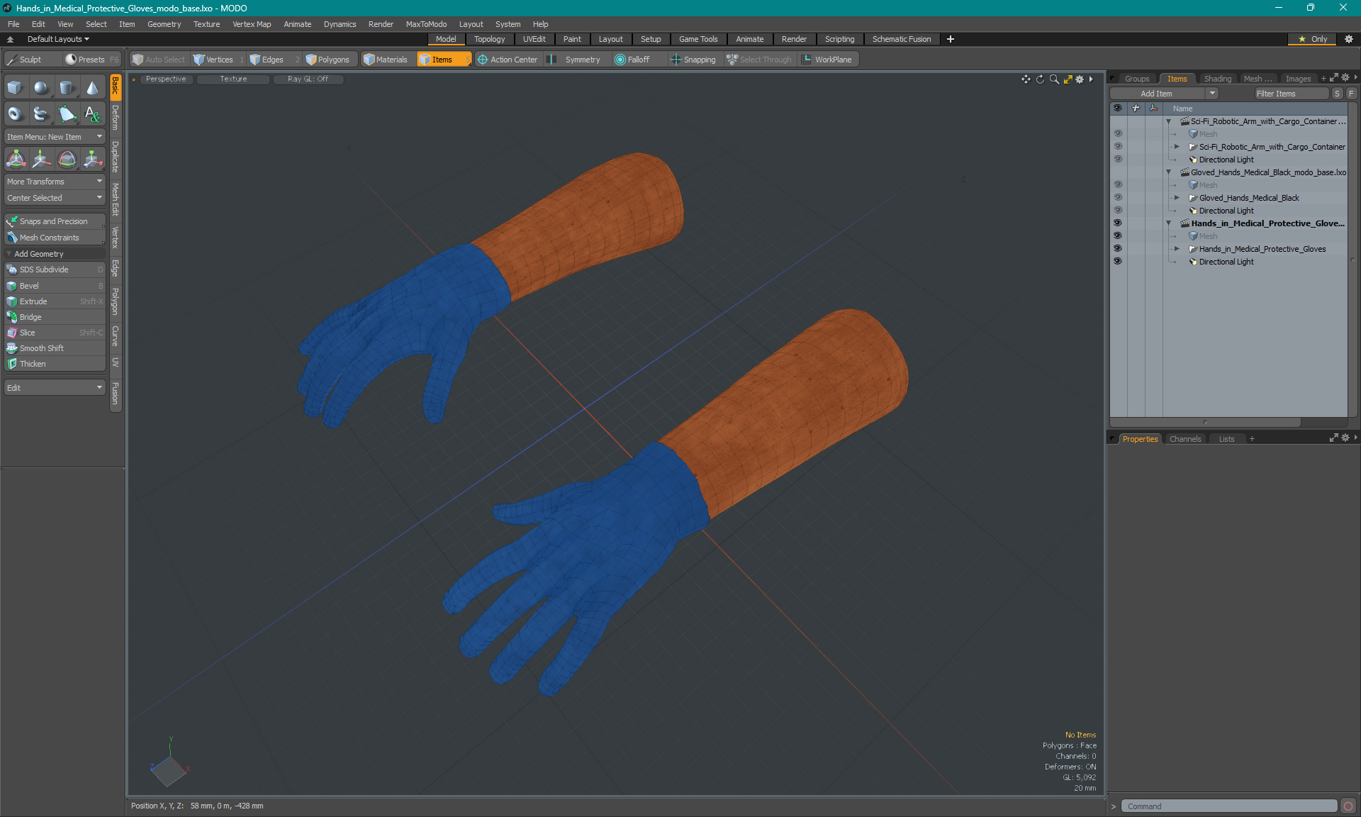 Hands in Medical Protective Gloves 3D model