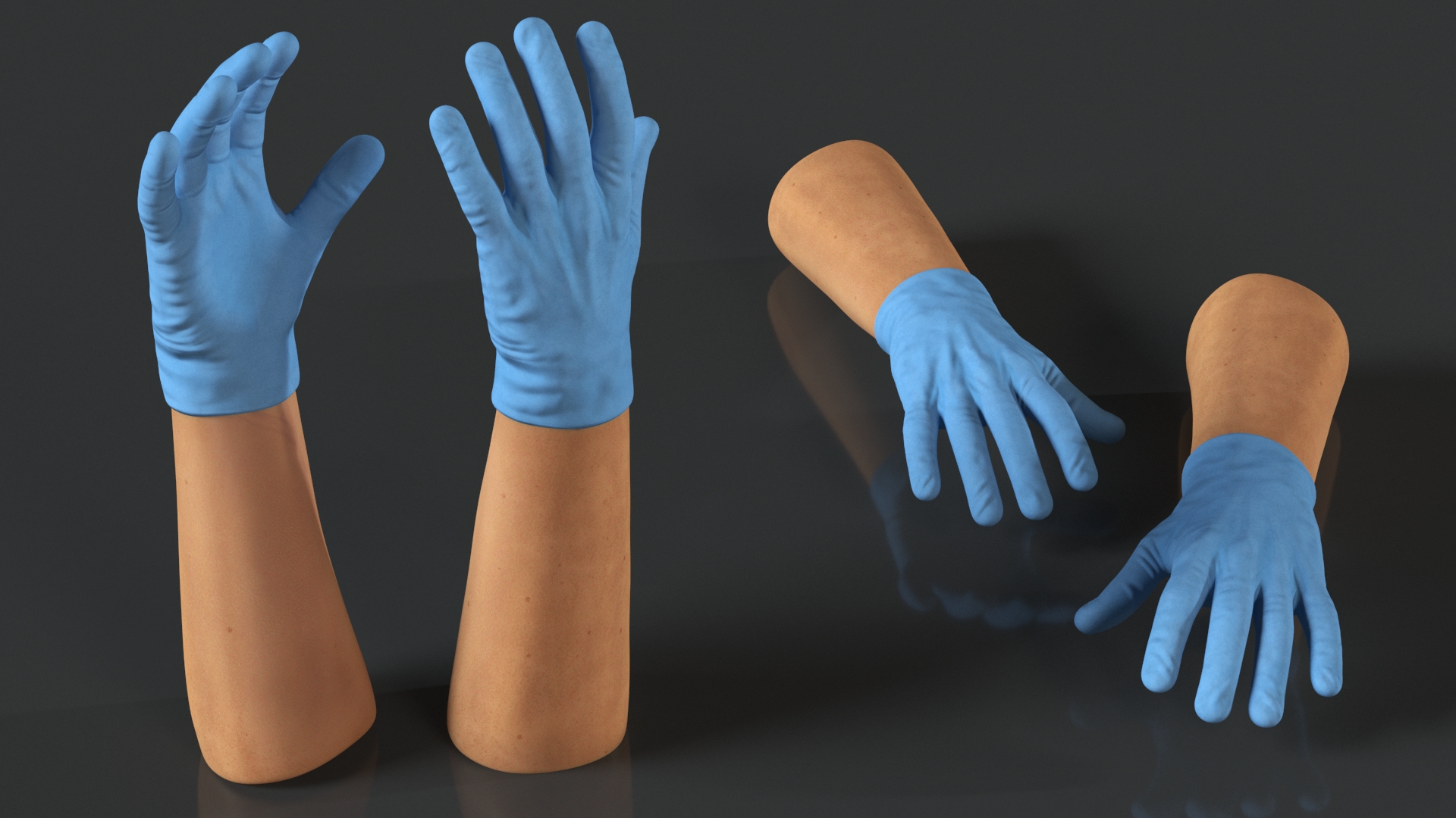 Hands in Medical Protective Gloves 3D model