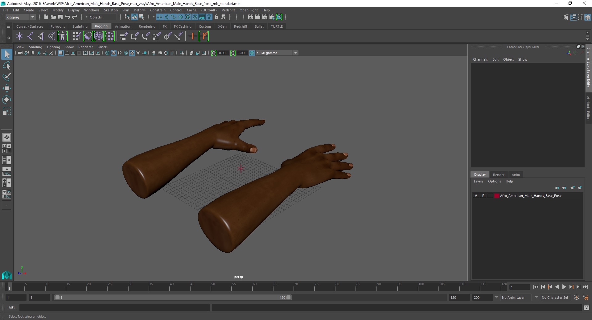 Afro American Male Hands Base Pose 3D model