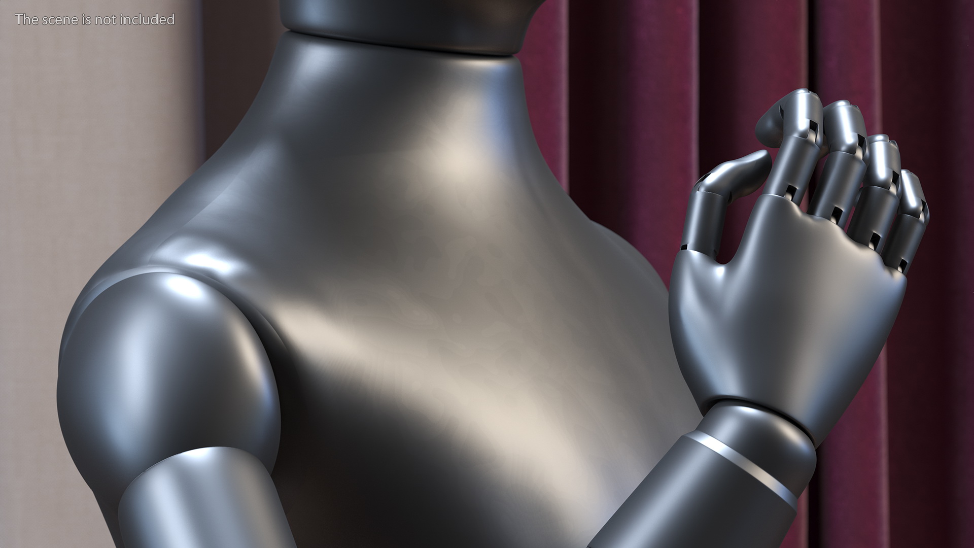 Mannequin Hand Black Rigged 3D