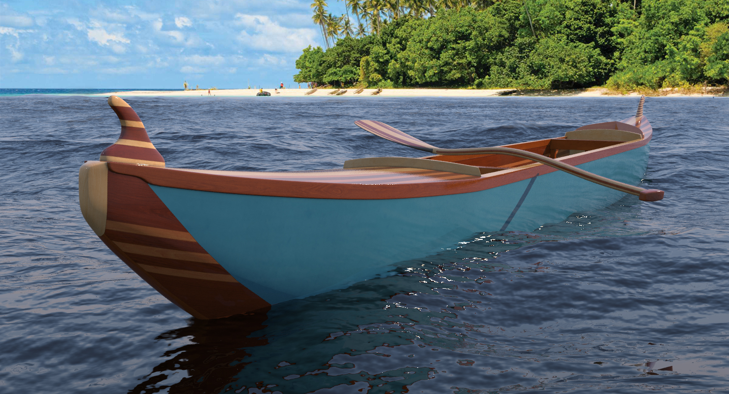 Canoe with Paddle 3D