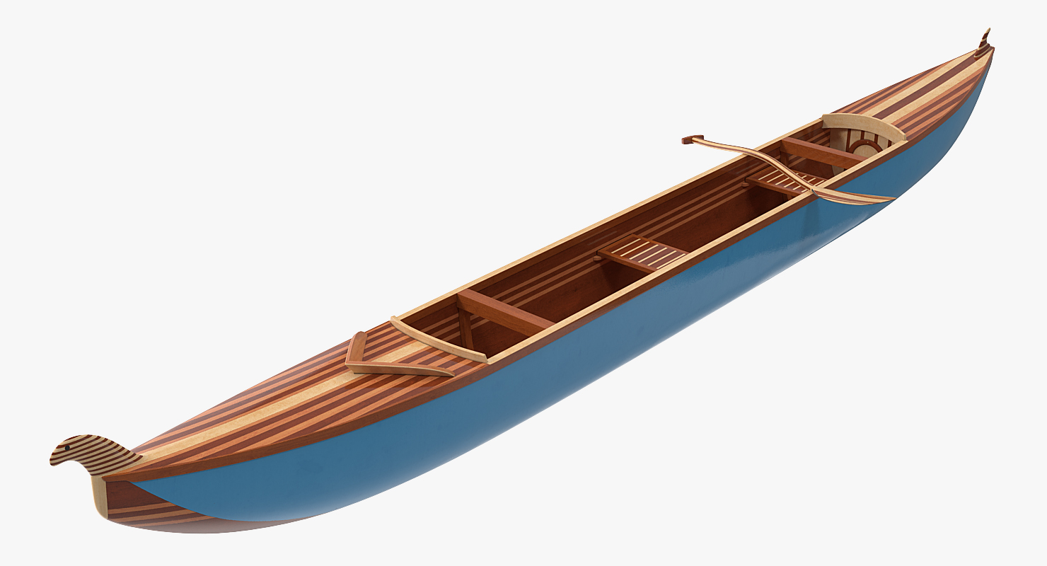 Canoe with Paddle 3D