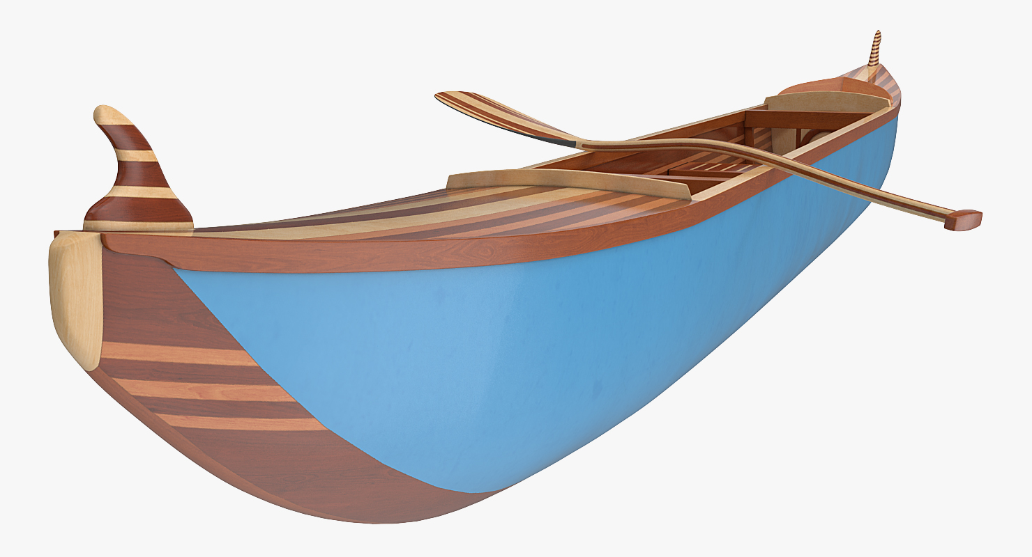 Canoe with Paddle 3D