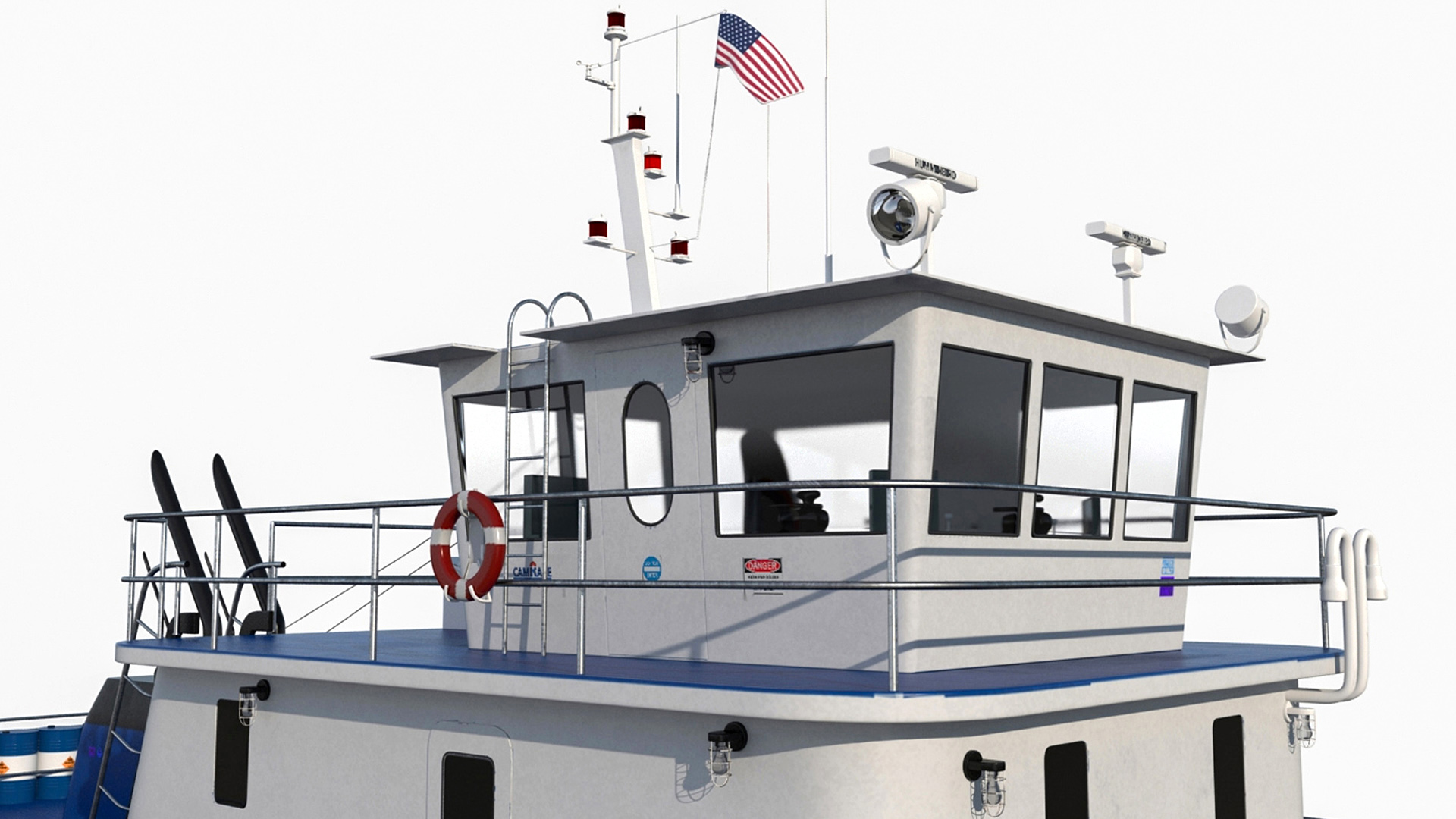 Push Boat Ship with Pontoon Barge and Subsea Pile 3D model