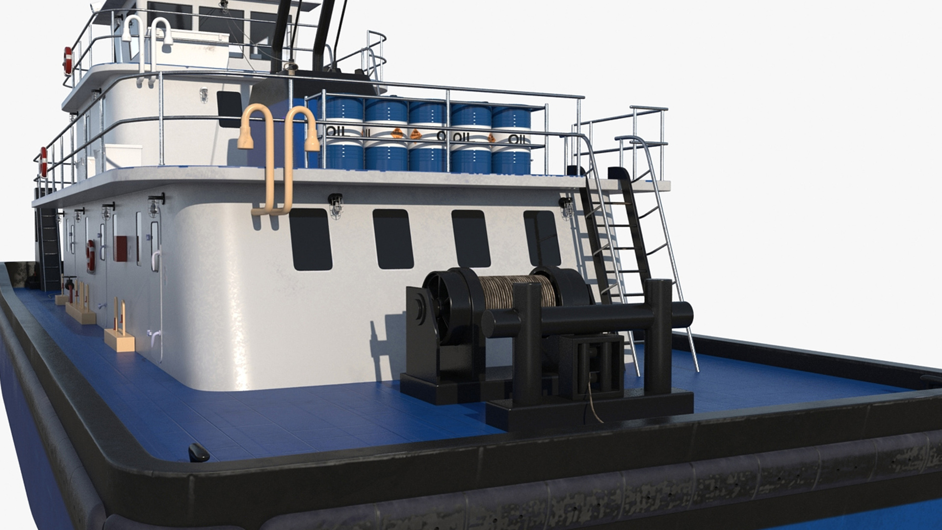 Push Boat Ship with Pontoon Barge and Subsea Pile 3D model