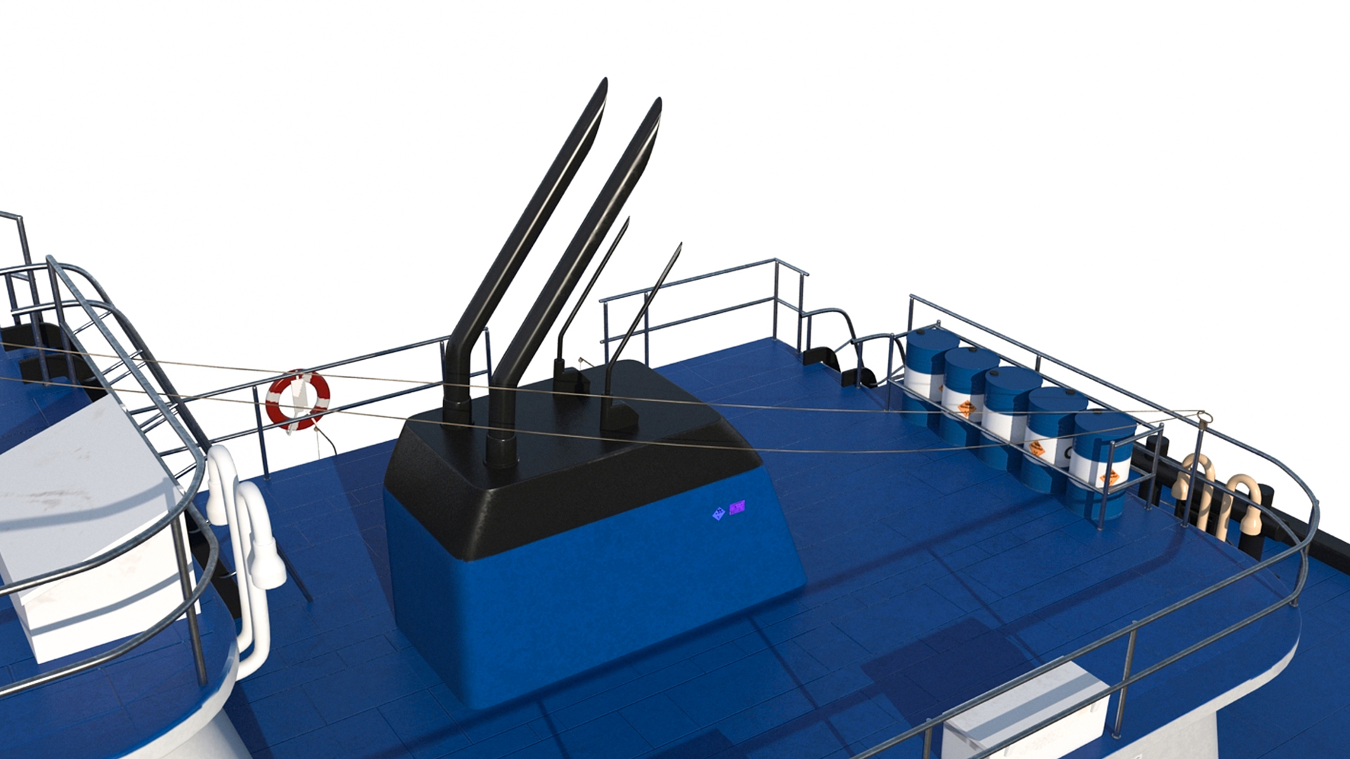 Push Boat Ship with Pontoon Barge and Subsea Pile 3D model