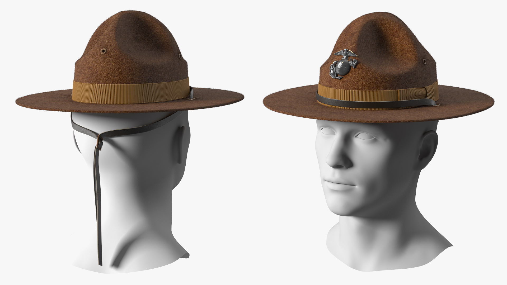 Sergeant Campaign Cap with Cockade Brown on Mannequin Fur 3D