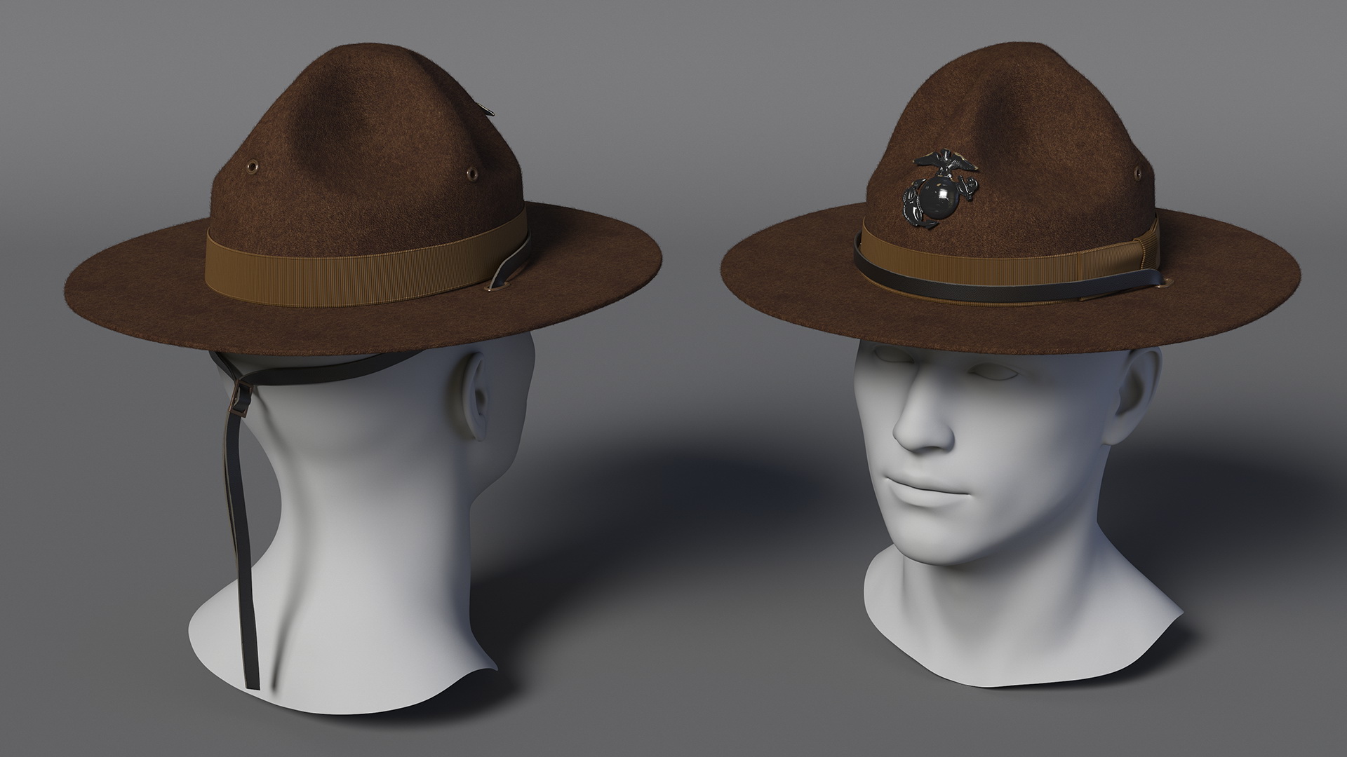 Sergeant Campaign Cap with Cockade Brown on Mannequin Fur 3D