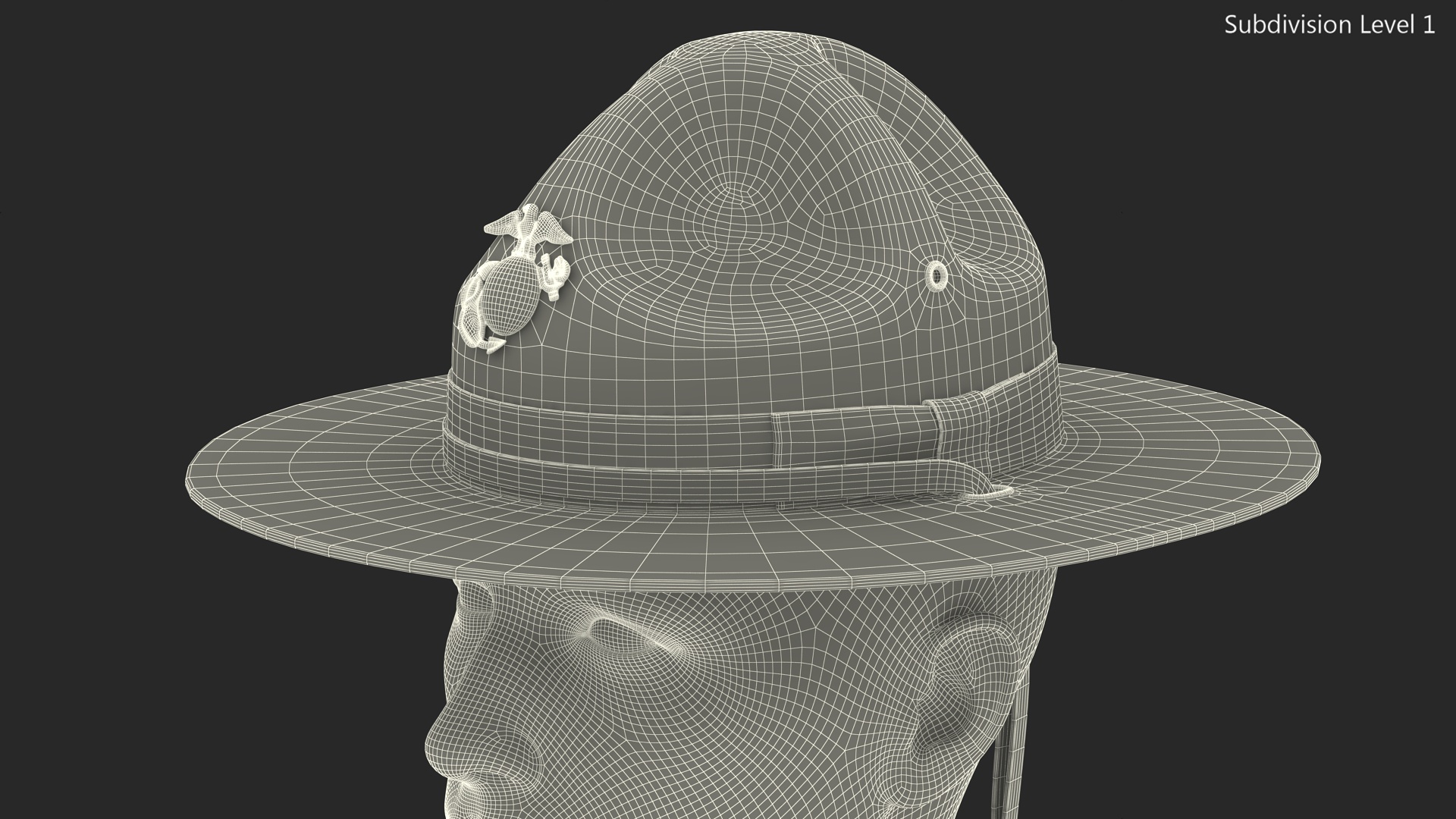 Sergeant Campaign Cap with Cockade Brown on Mannequin Fur 3D