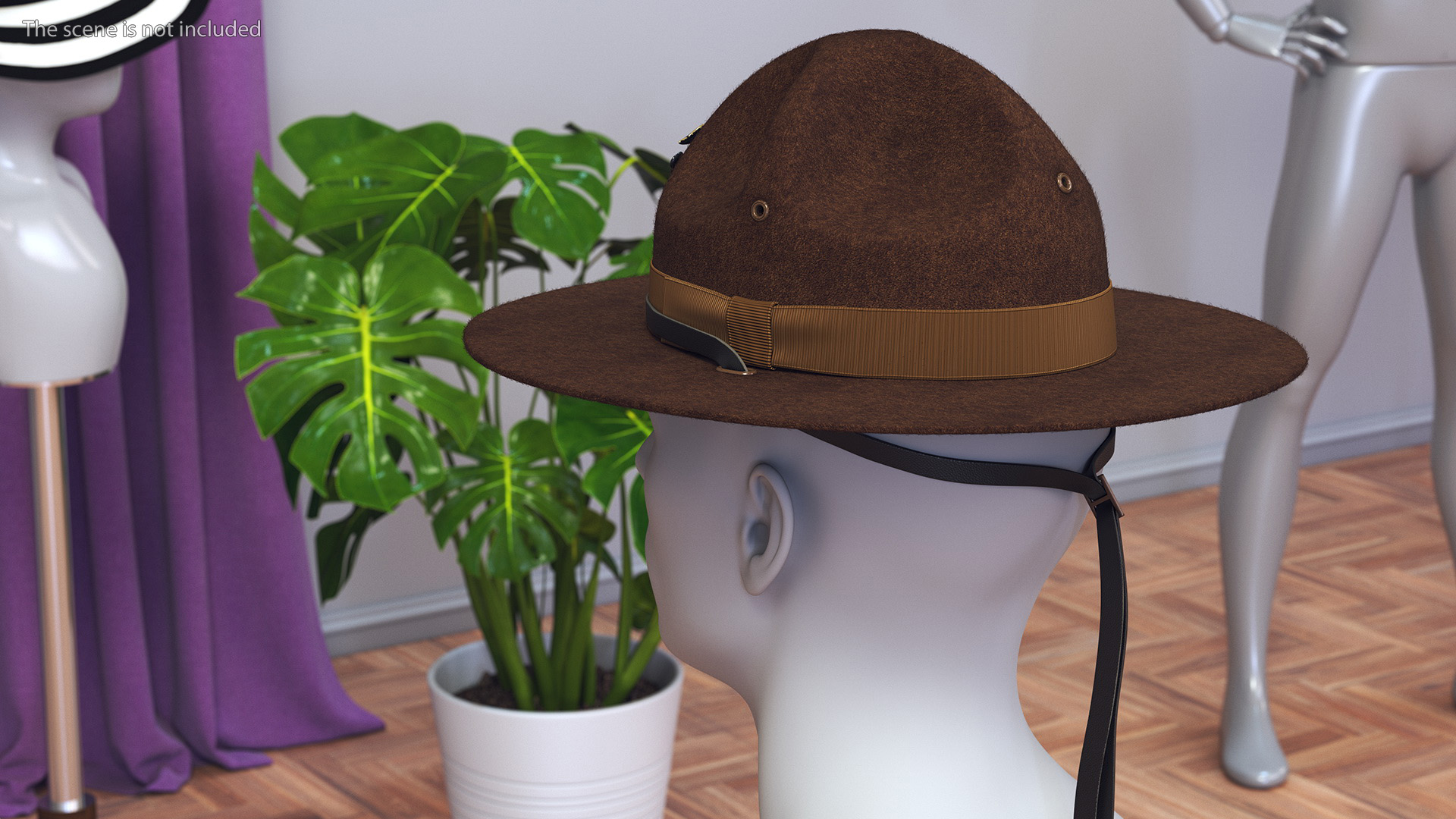 Sergeant Campaign Cap with Cockade Brown on Mannequin Fur 3D