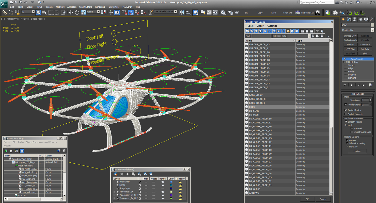 3D model Volocopter 2X Rigged