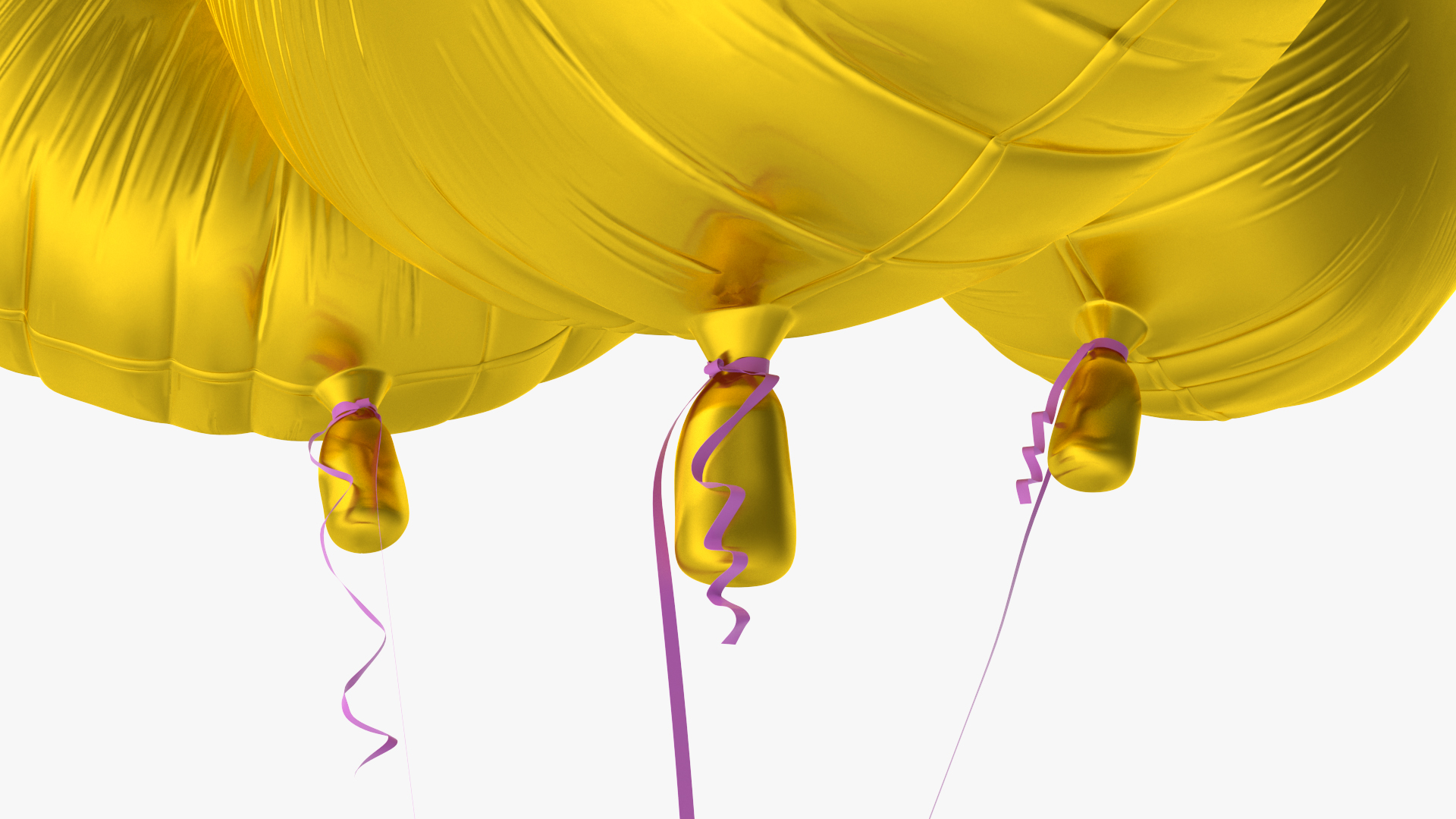 3D Three Helium Balloons Gold