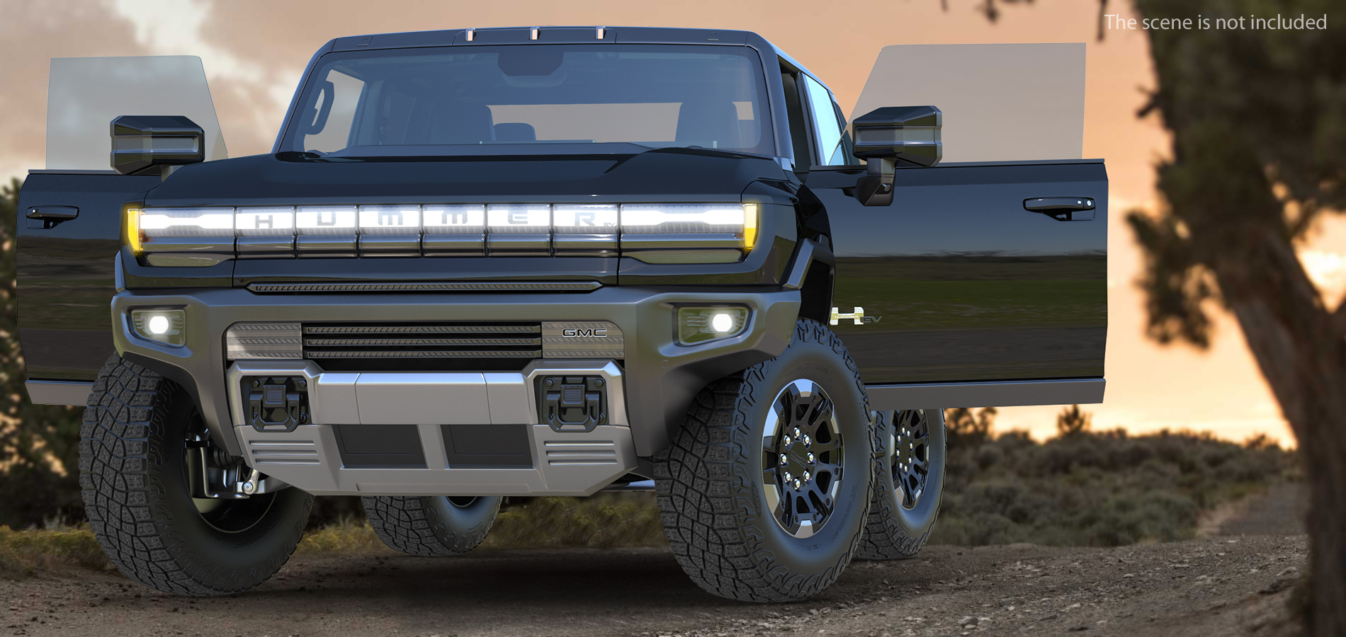 3D GMC Hummer EV Pickup Truck SUT Black Rigged model