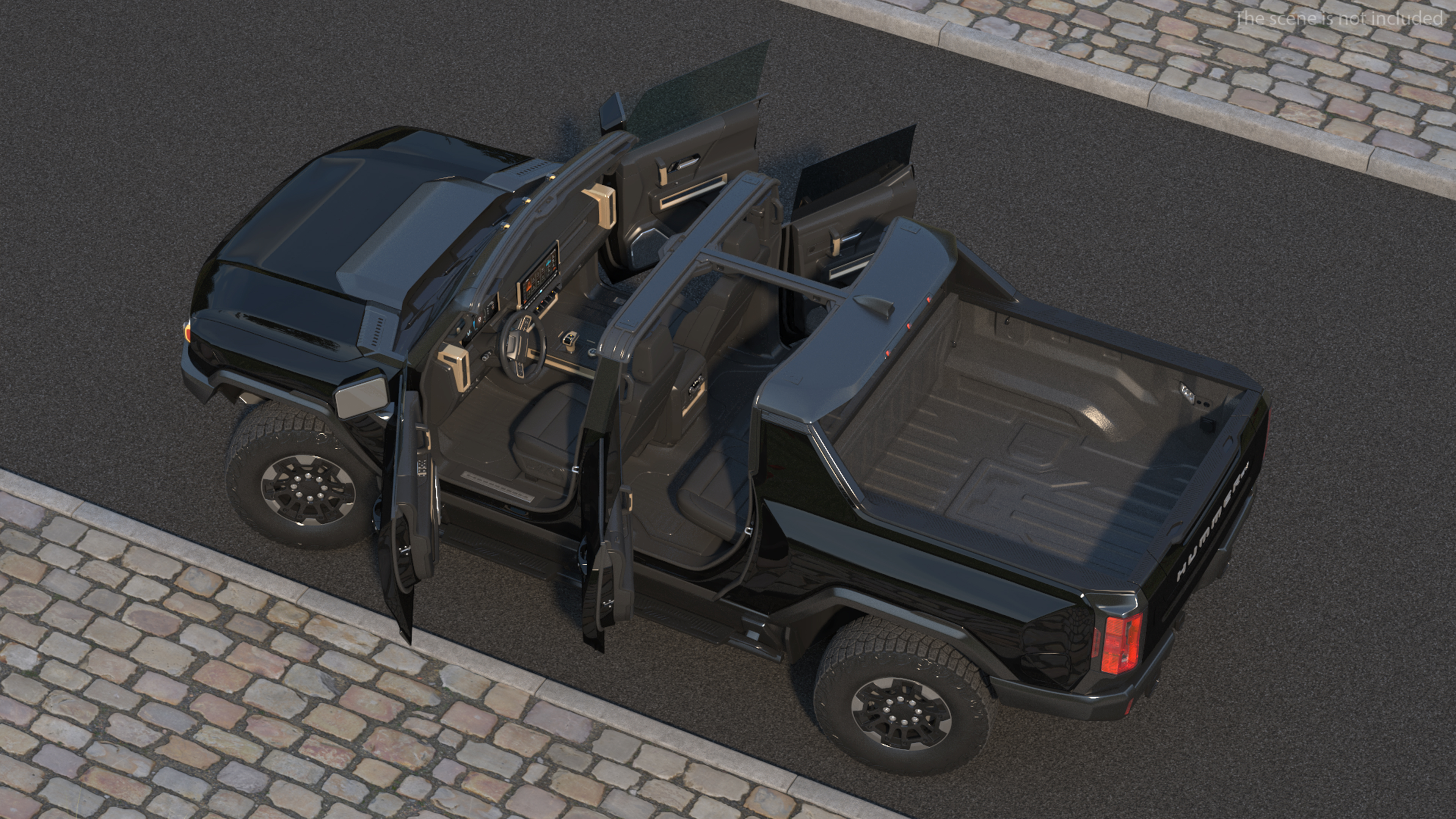 3D GMC Hummer EV Pickup Truck SUT Black Rigged model