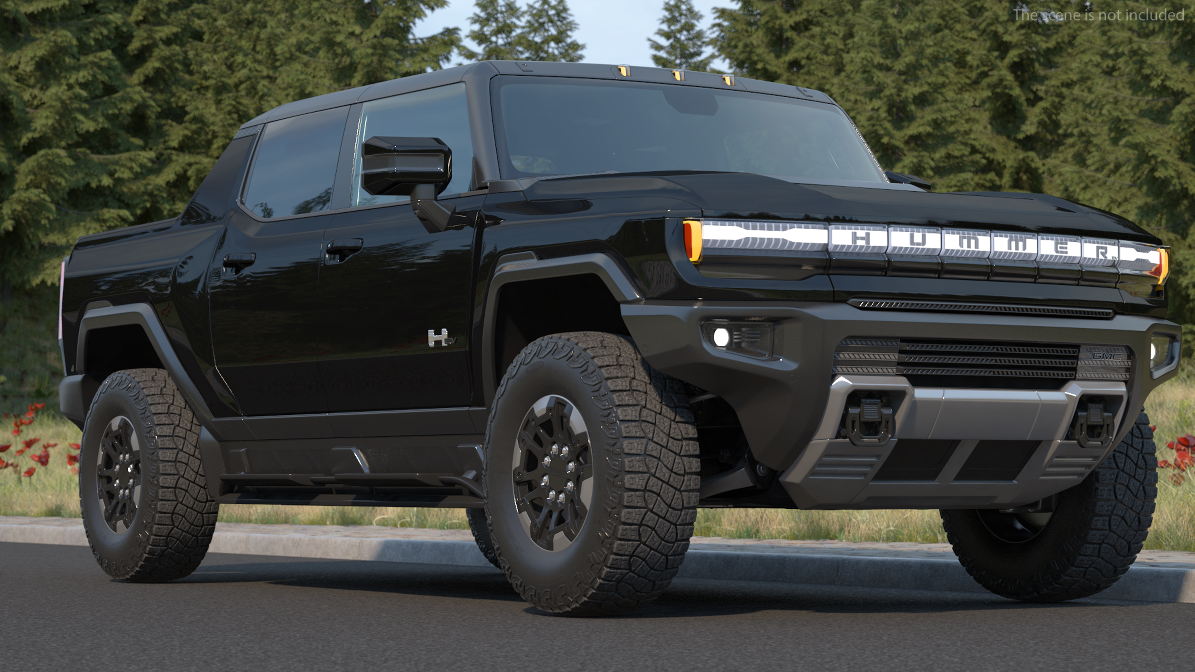 3D GMC Hummer EV Pickup Truck SUT Black Rigged model