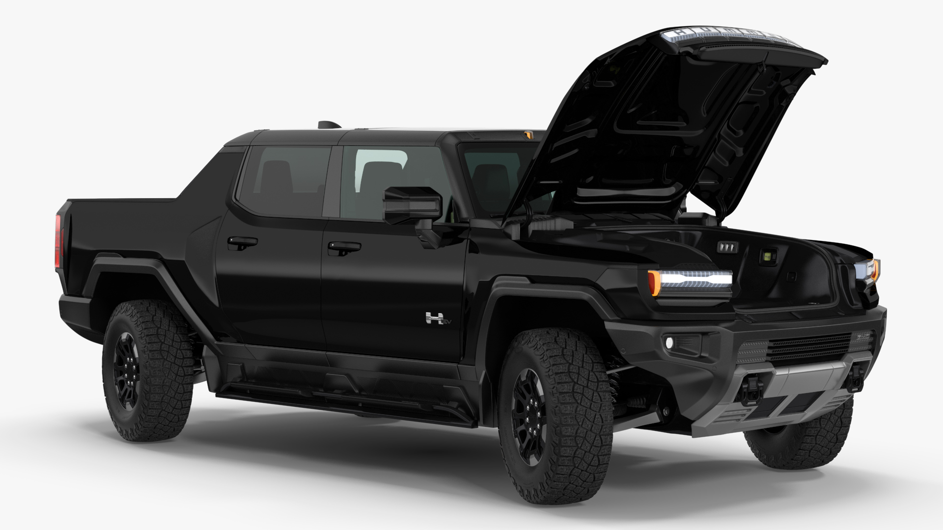 3D GMC Hummer EV Pickup Truck SUT Black Rigged model