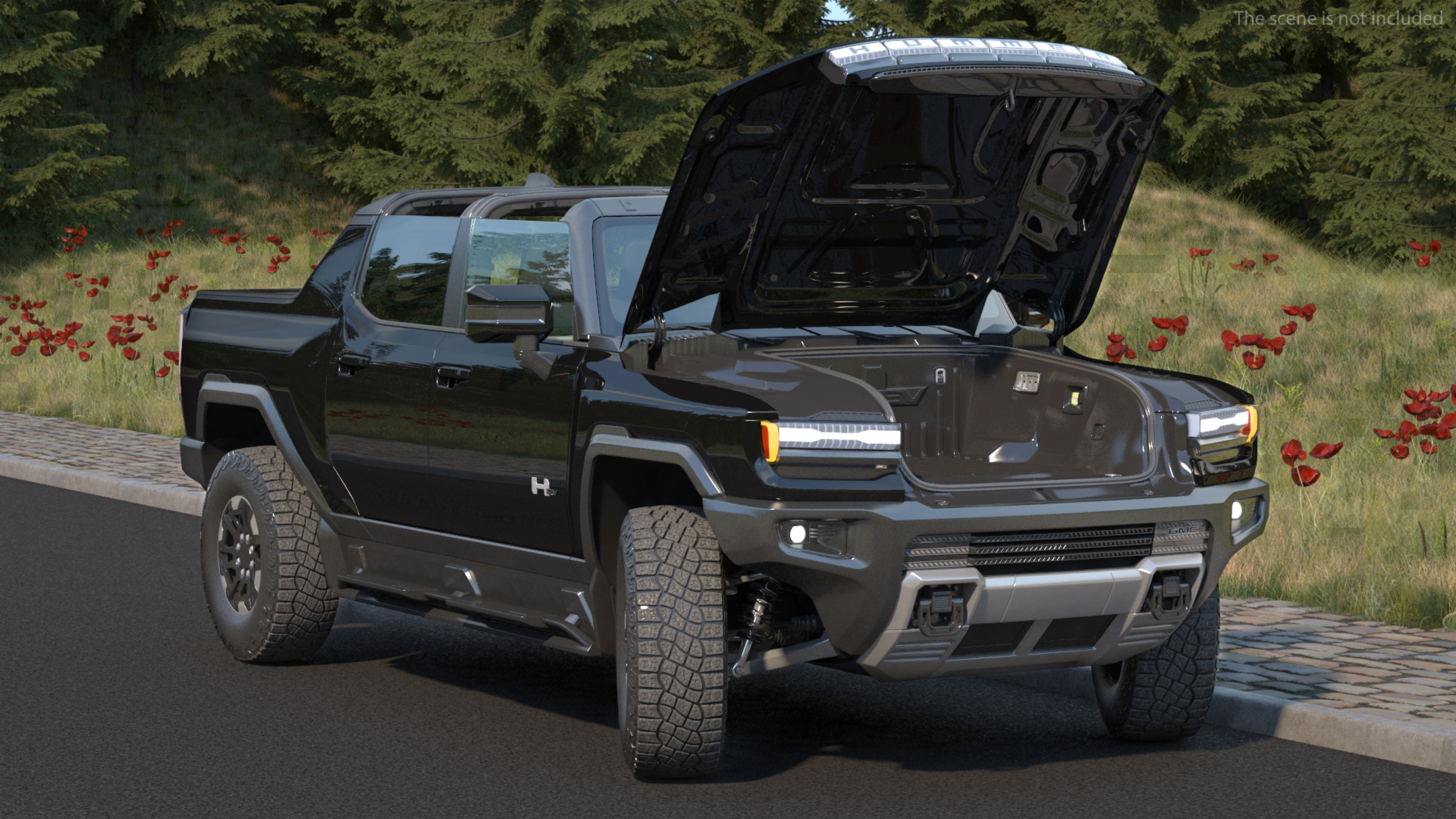 3D GMC Hummer EV Pickup Truck SUT Black Rigged model