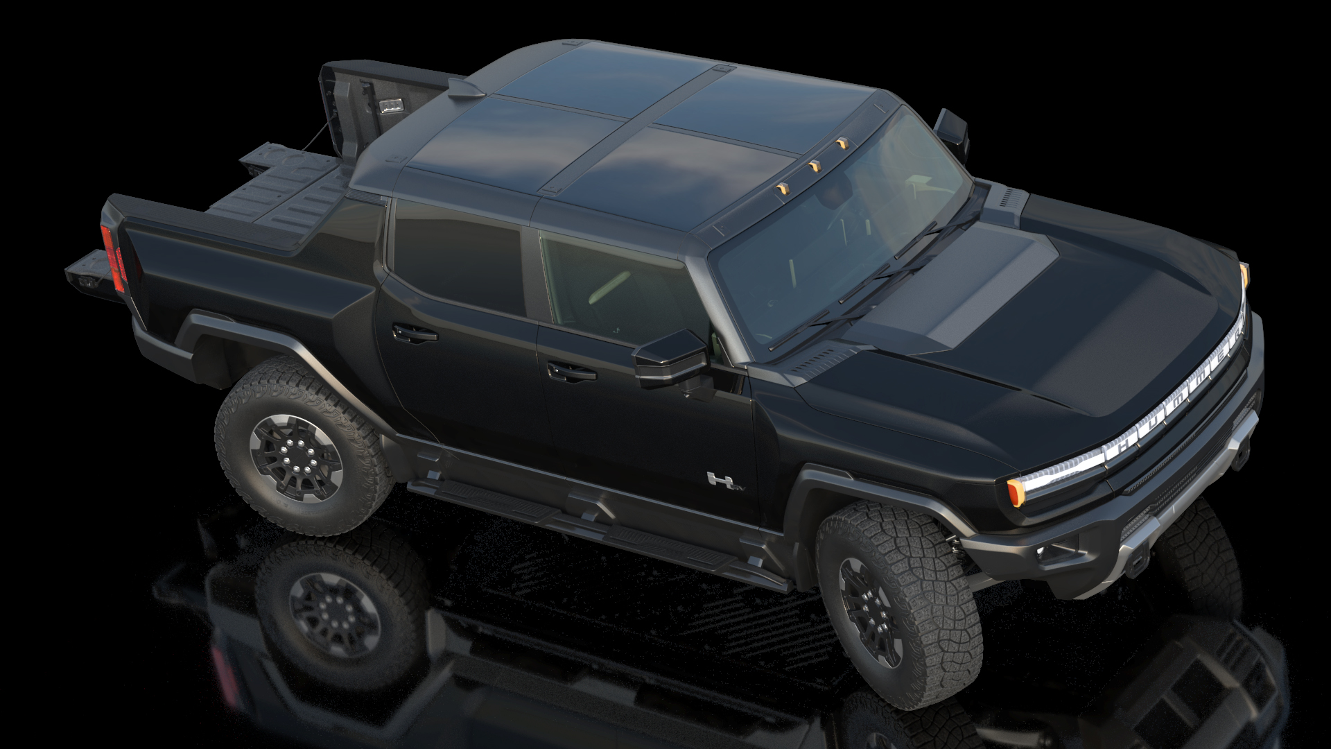 3D GMC Hummer EV Pickup Truck SUT Black Rigged model