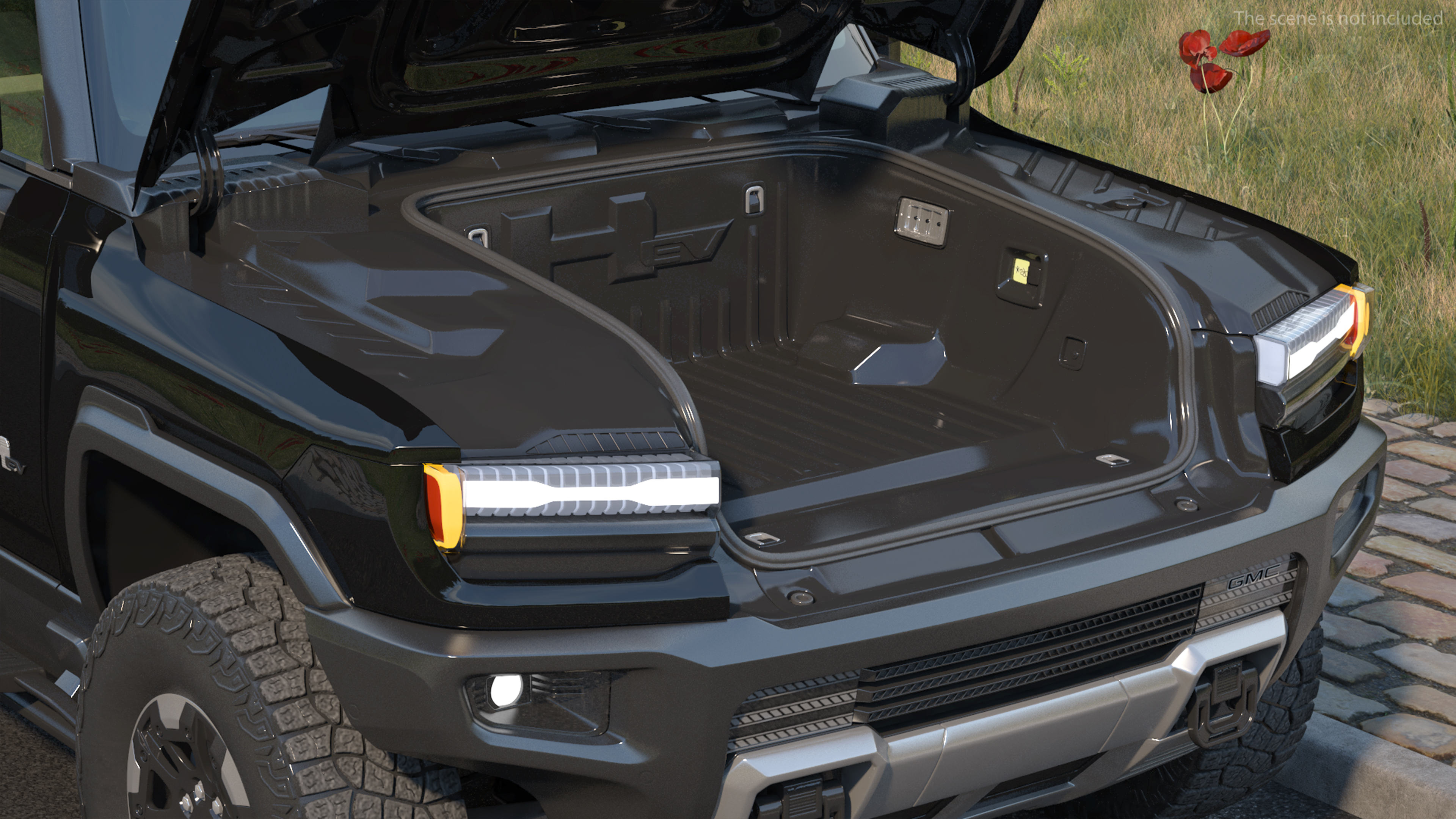 3D GMC Hummer EV Pickup Truck SUT Black Rigged model