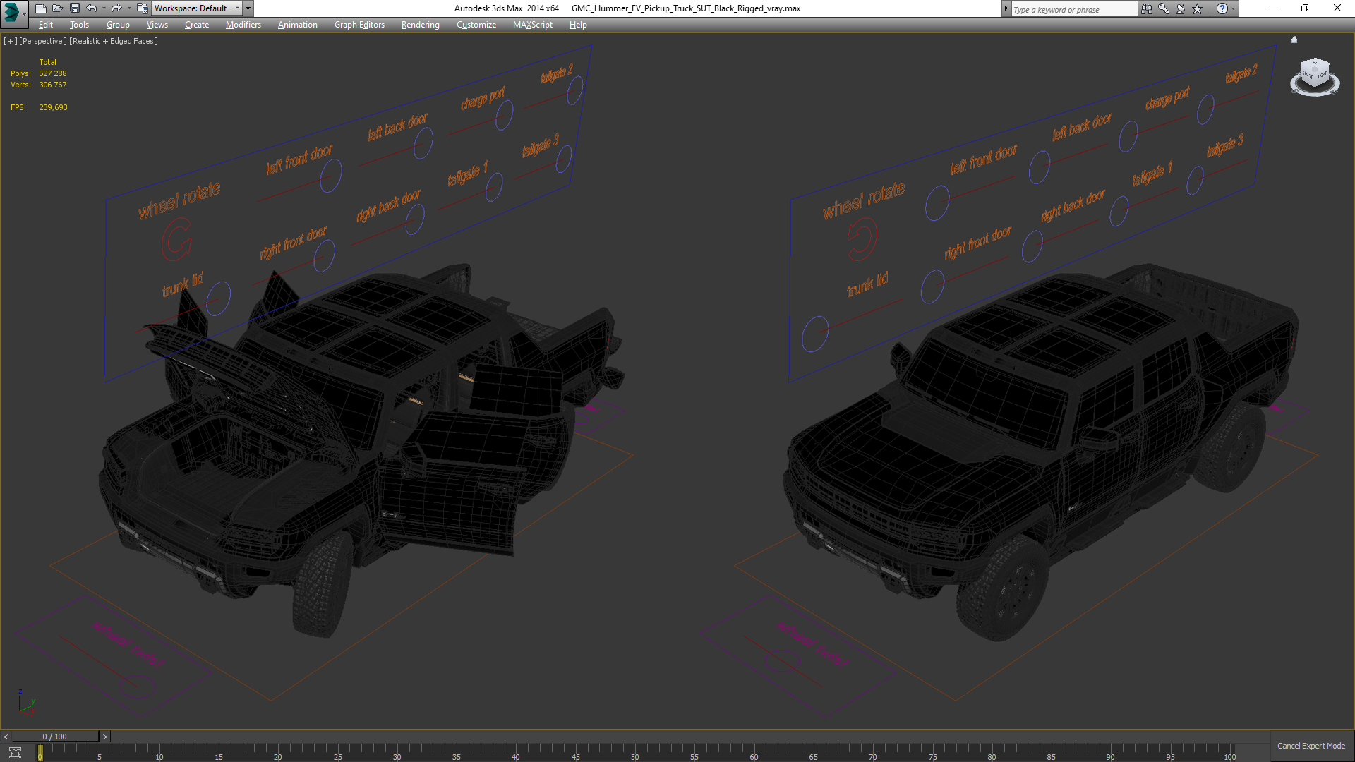 3D GMC Hummer EV Pickup Truck SUT Black Rigged model