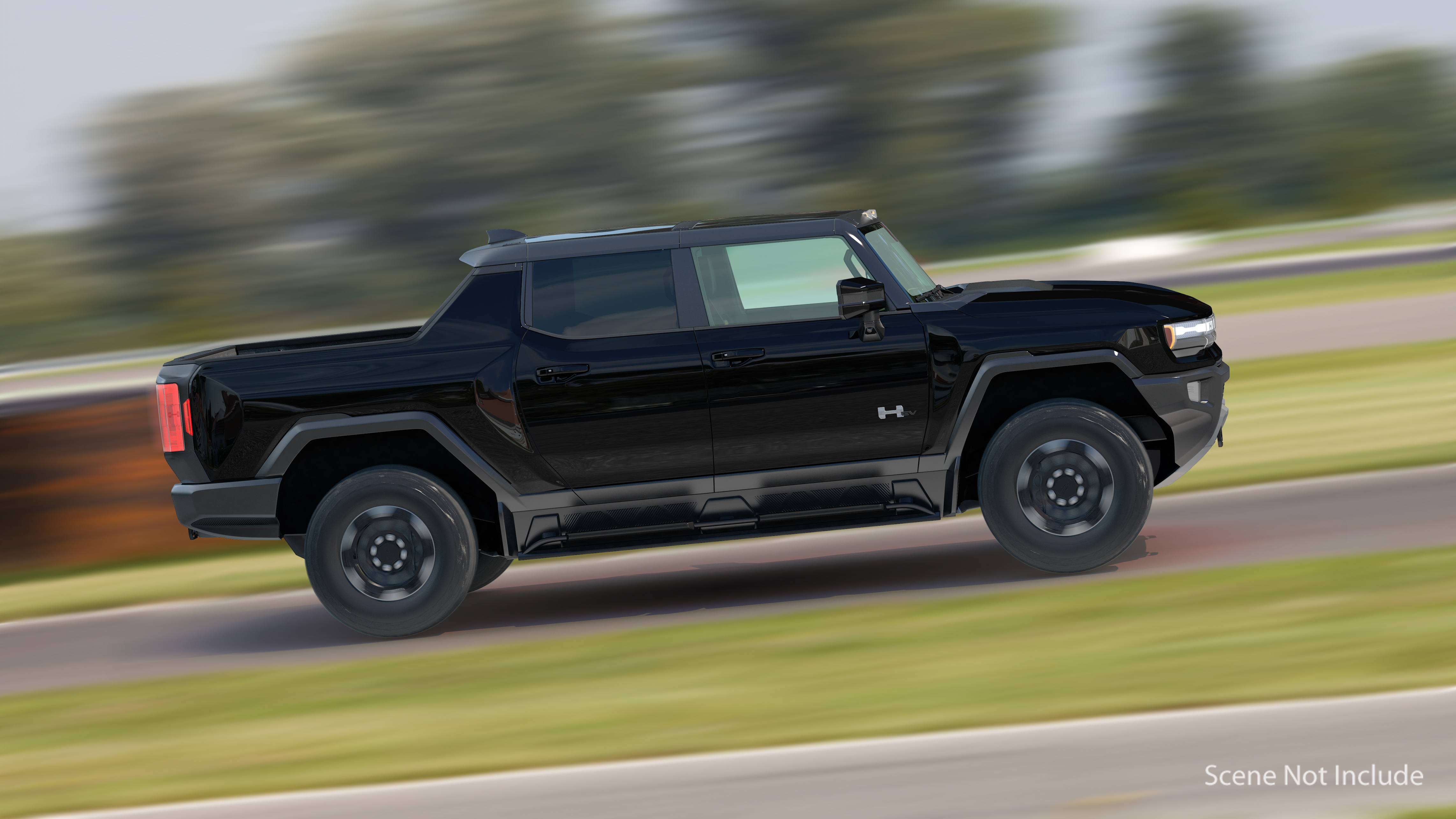 3D GMC Hummer EV Pickup Truck SUT Black Rigged model