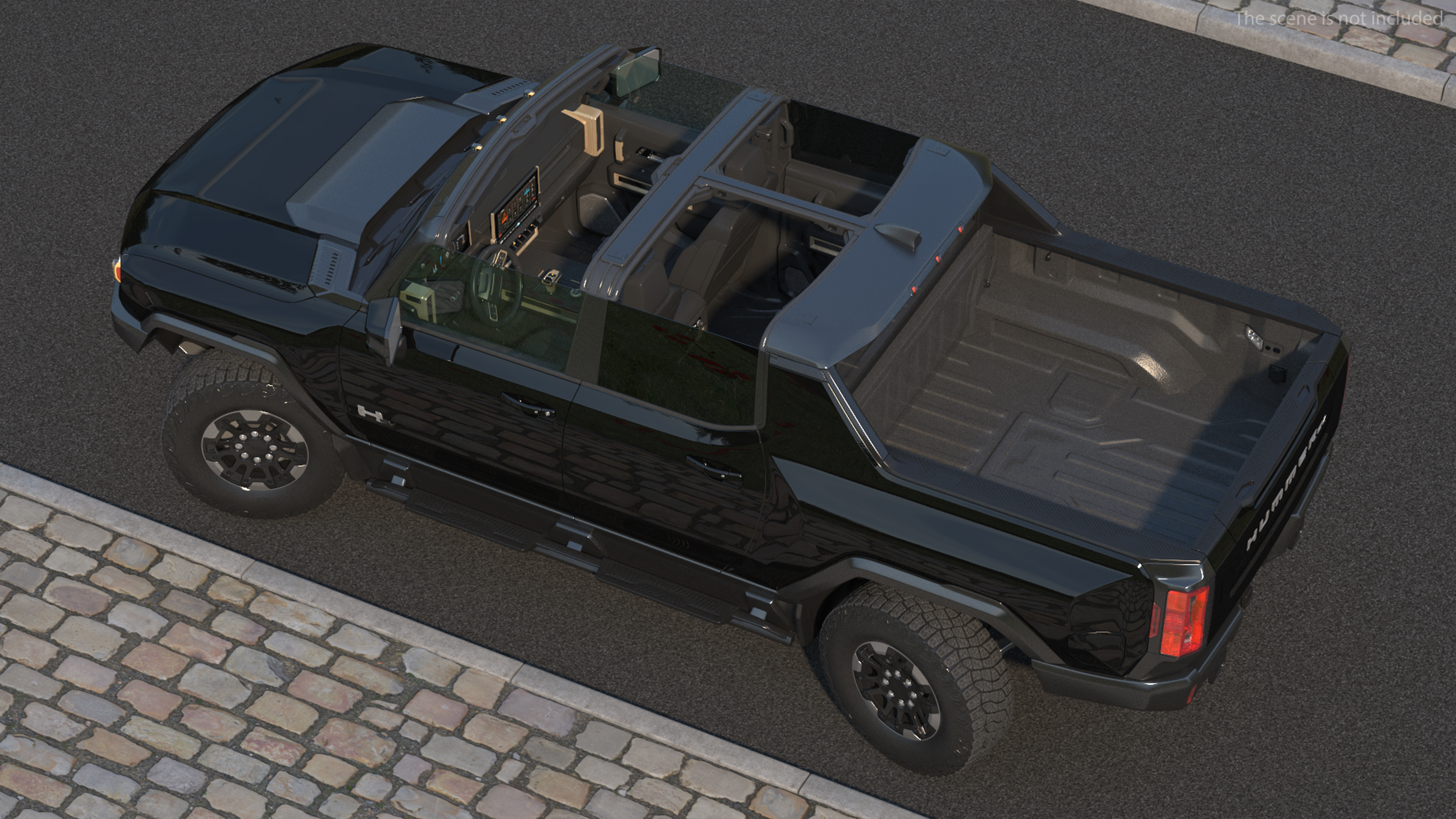 3D GMC Hummer EV Pickup Truck SUT Black Rigged model