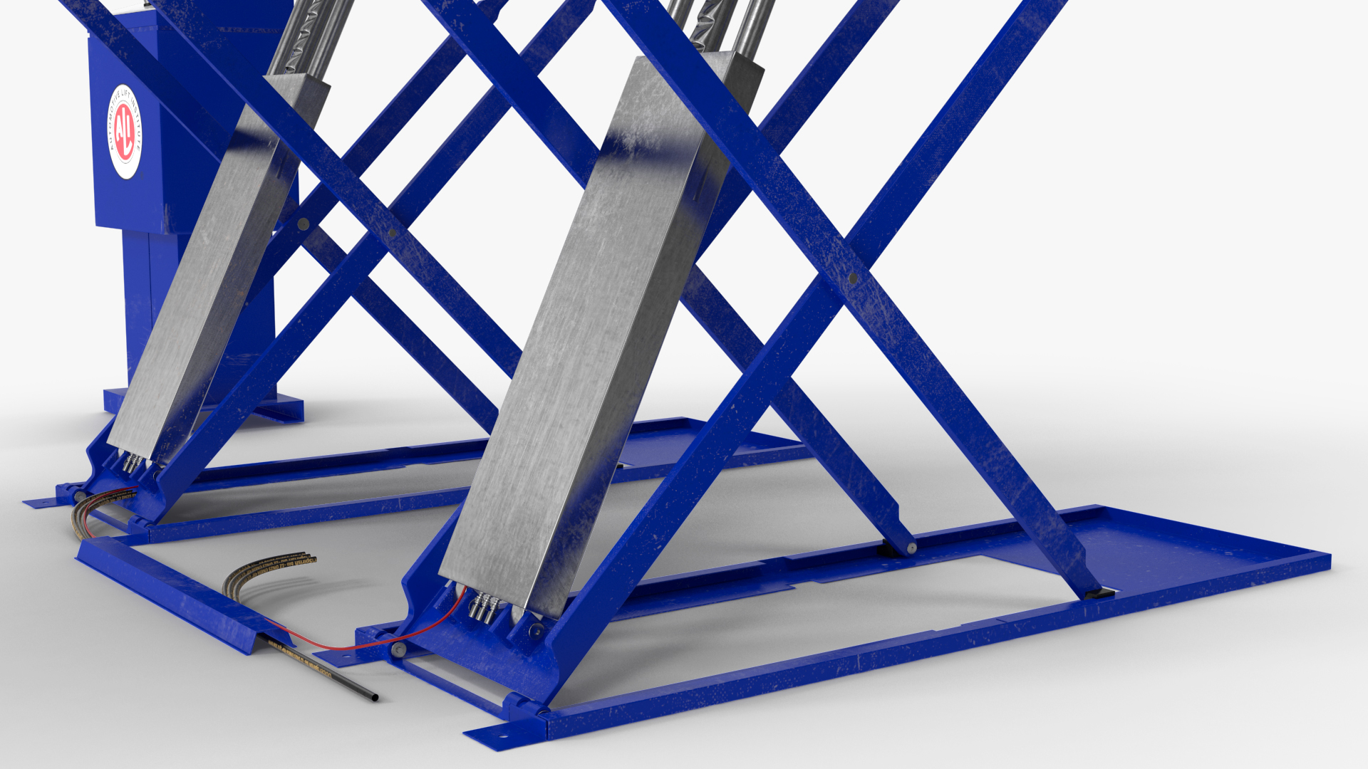 3D model Automotive Scissor Lift and Sedan Rigged