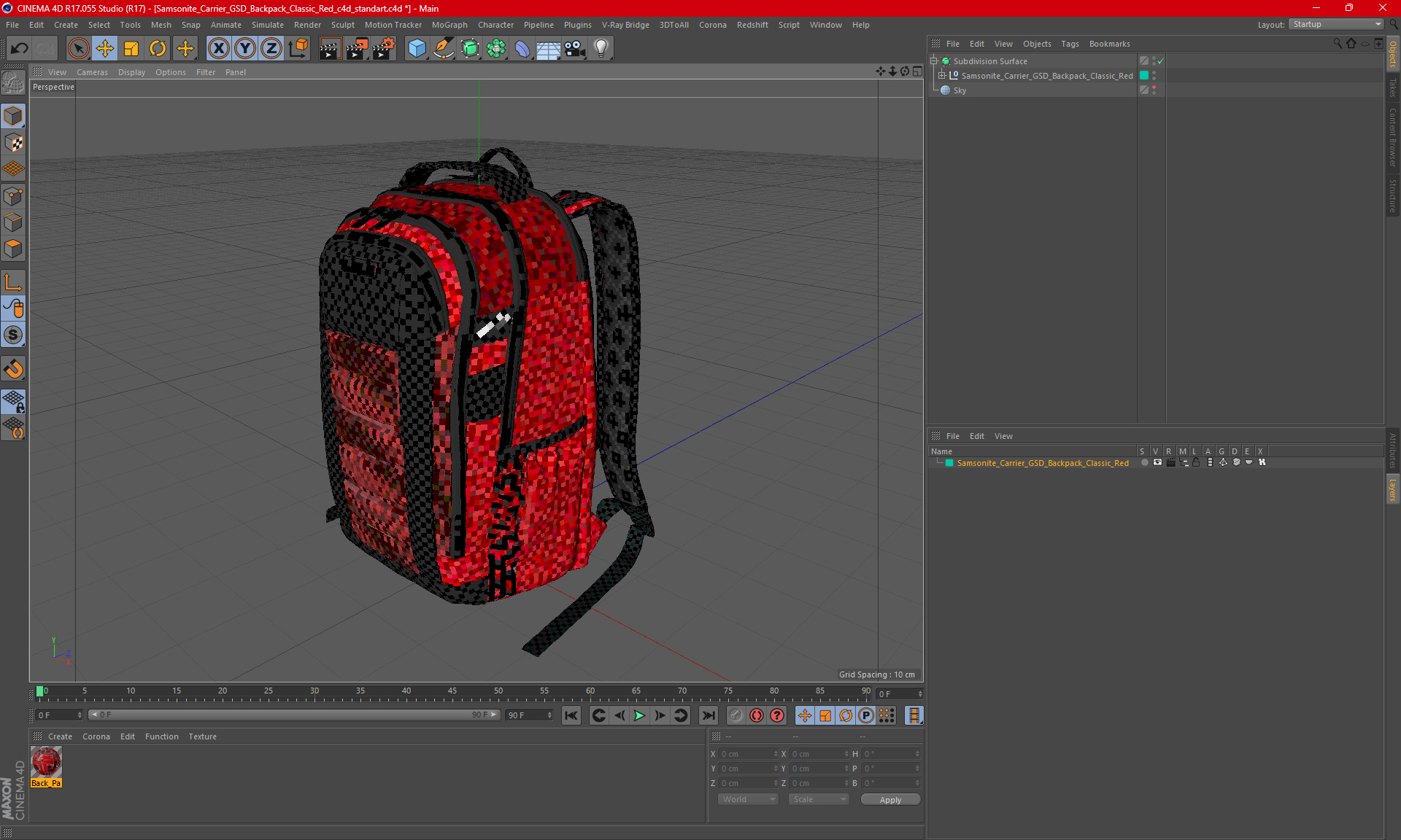 Samsonite Carrier GSD Backpack Classic Red 3D