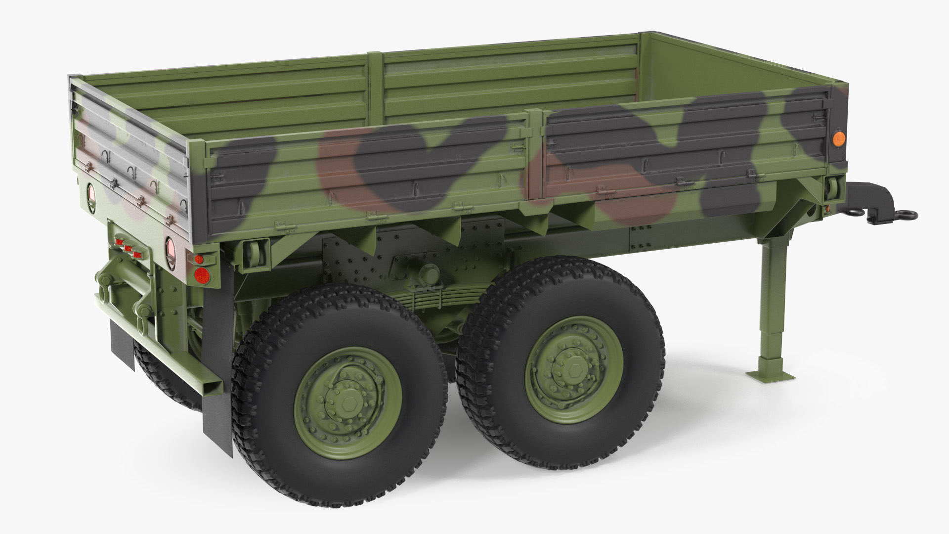 Military Drop Side Cargo Trailer M1095 Camouflage 3D model