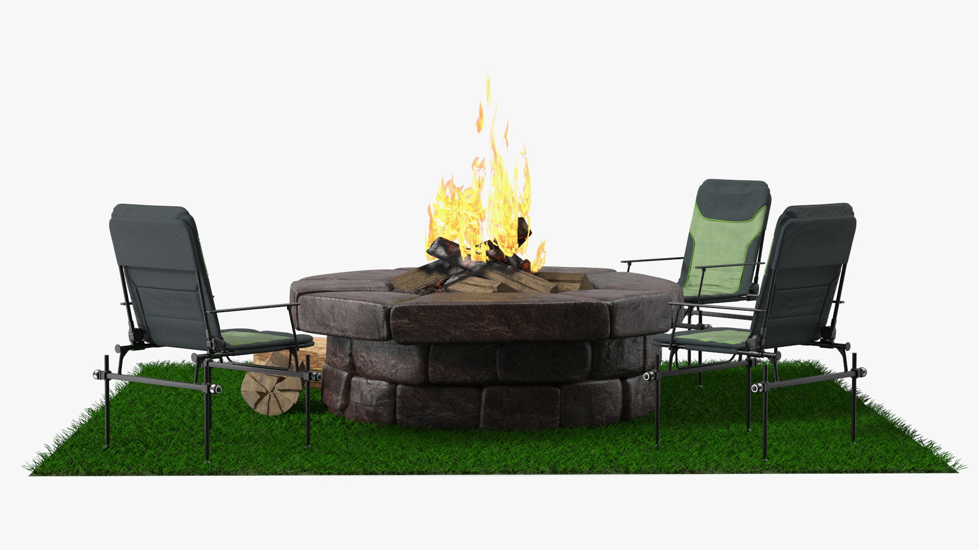 3D model Outdoor Bonfire with Camping Chairs