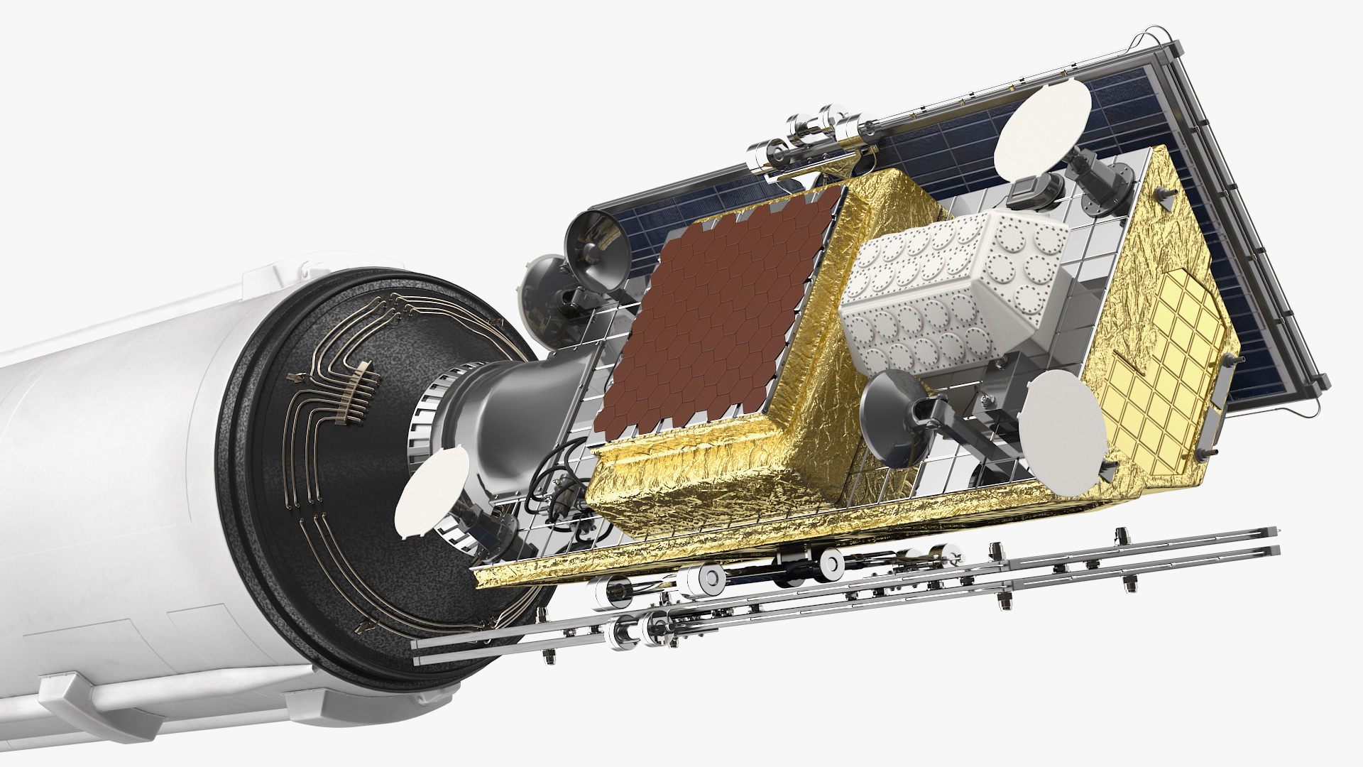 Space Rocket with Satellite Rigged 3D model