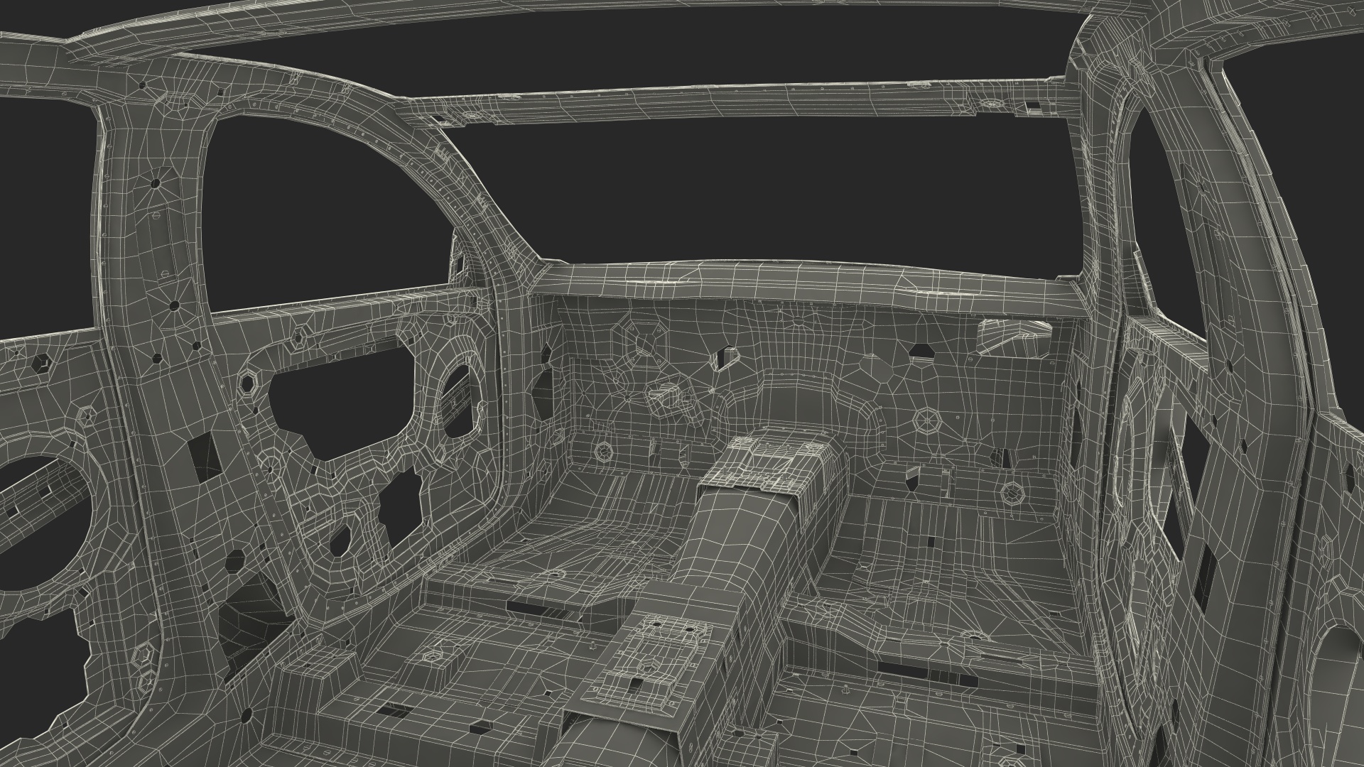 3D Car Frame with Suspension and Wheels