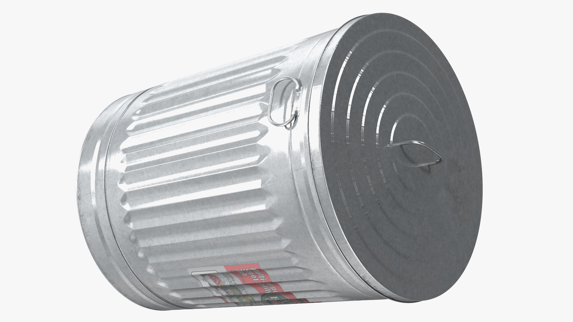 3D Galvanized Steel Trash Can