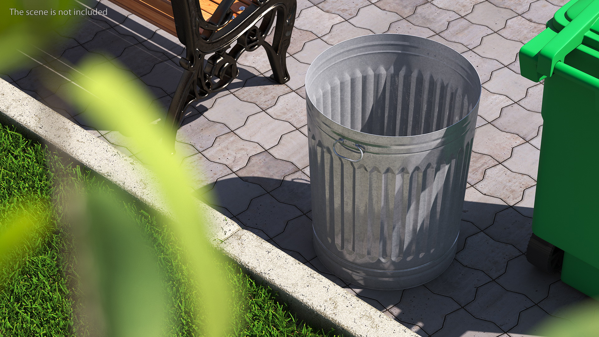 3D Galvanized Steel Trash Can