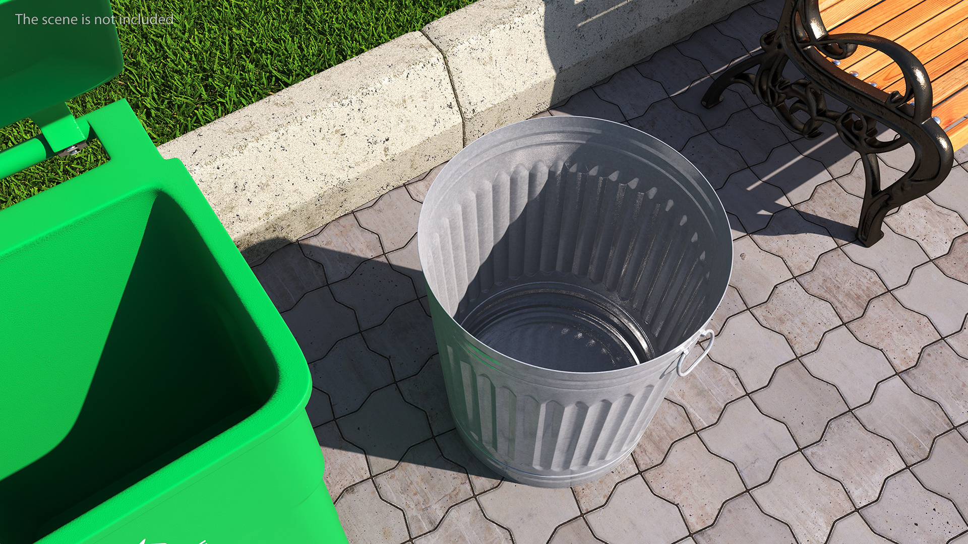 3D Galvanized Steel Trash Can