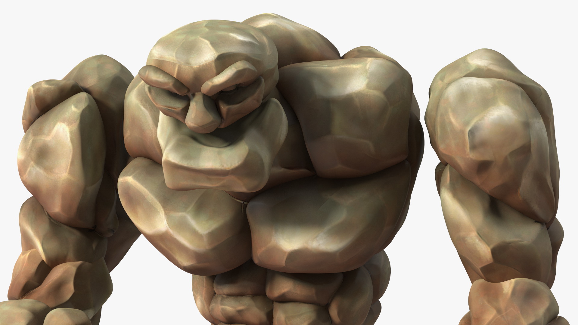 3D model Brown Stone Golem Character Walking Pose