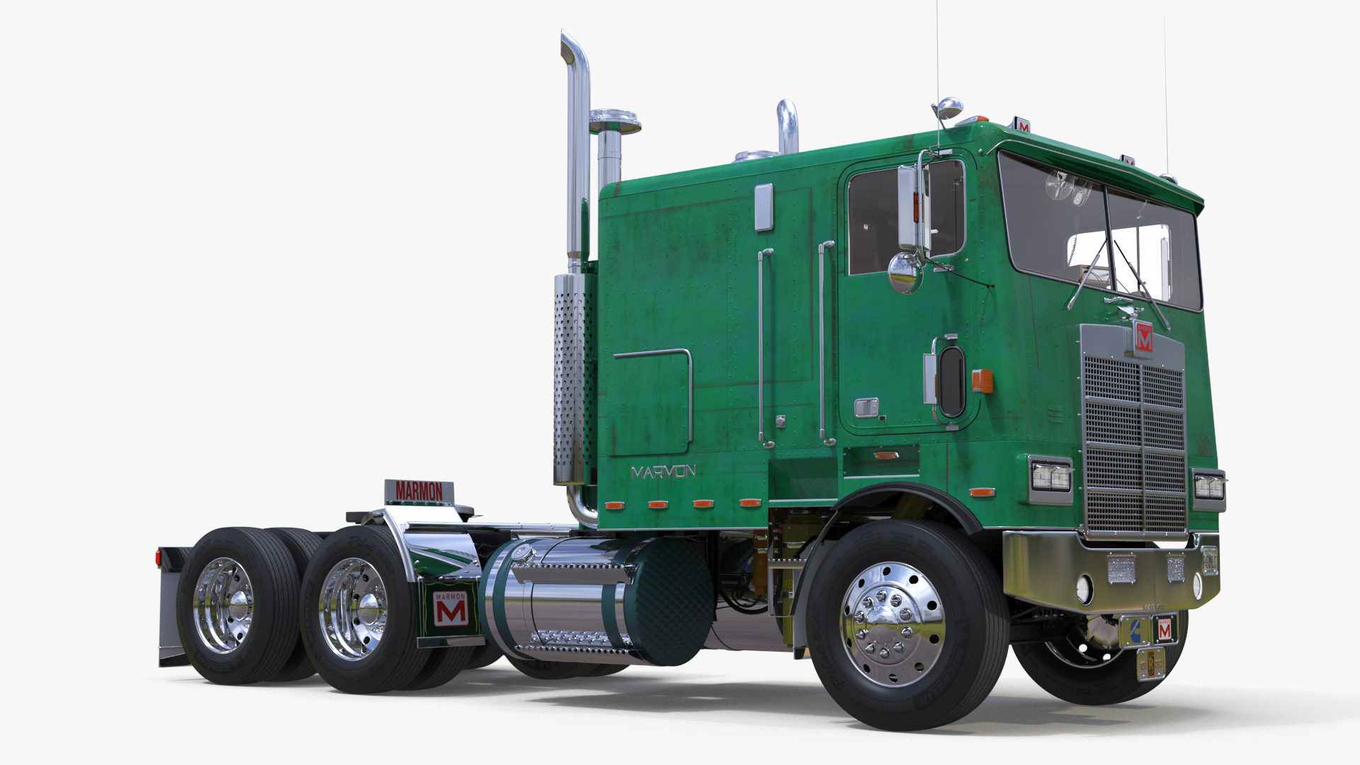 3D Marmon Truck with Car Carrier Loaded Cars