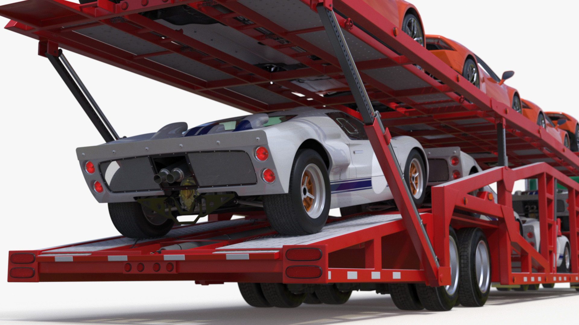 3D Marmon Truck with Car Carrier Loaded Cars