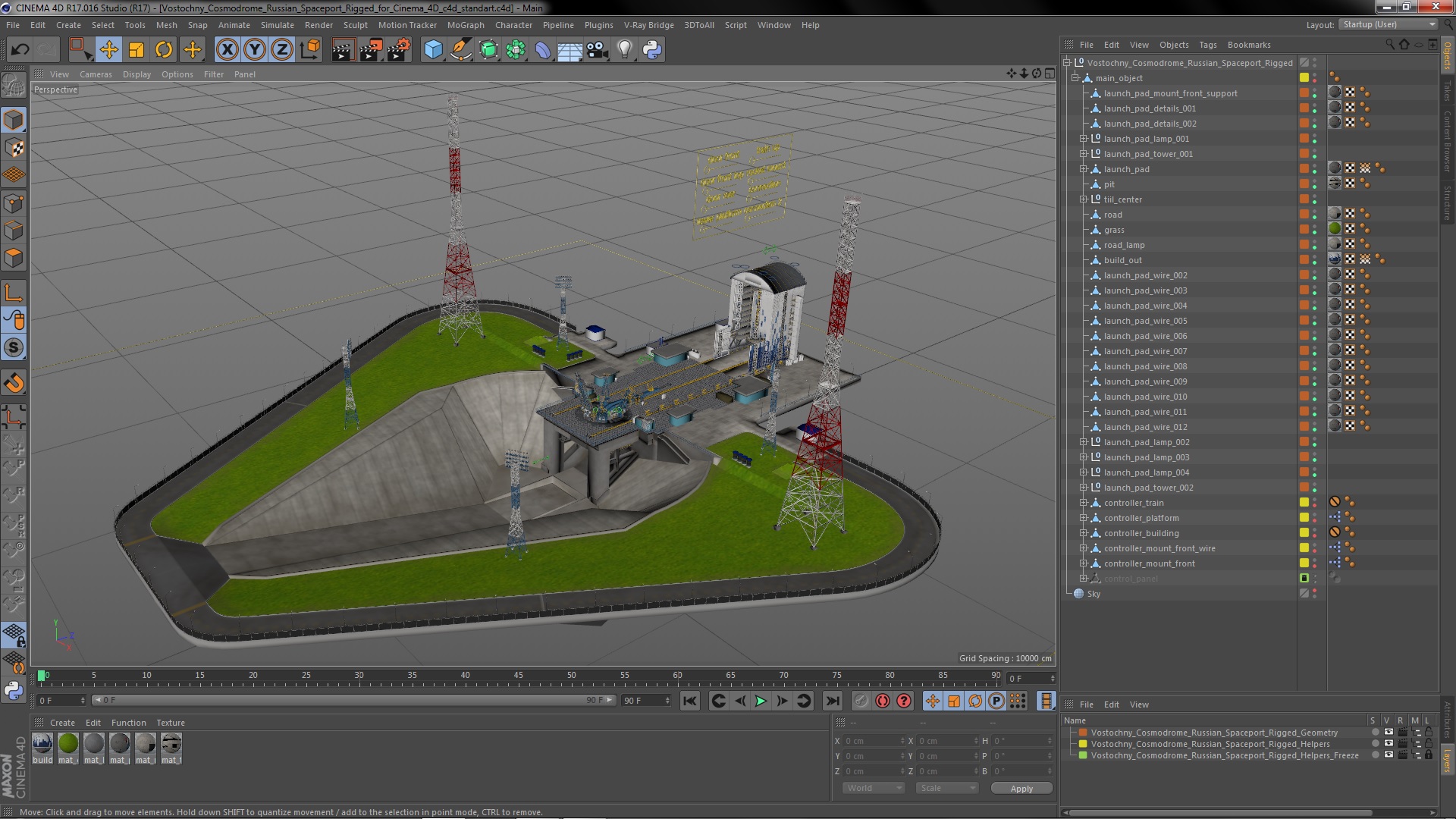 Vostochny Cosmodrome Russian Spaceport Rigged for Cinema 4D 3D model