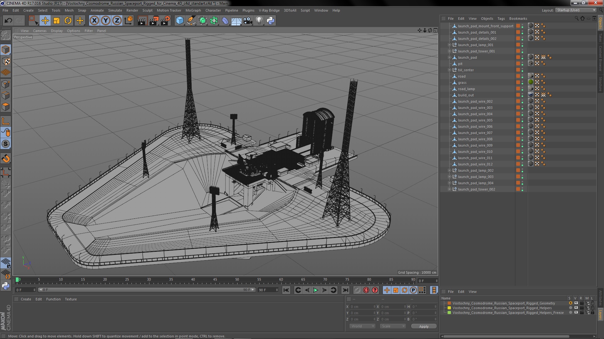 Vostochny Cosmodrome Russian Spaceport Rigged for Cinema 4D 3D model