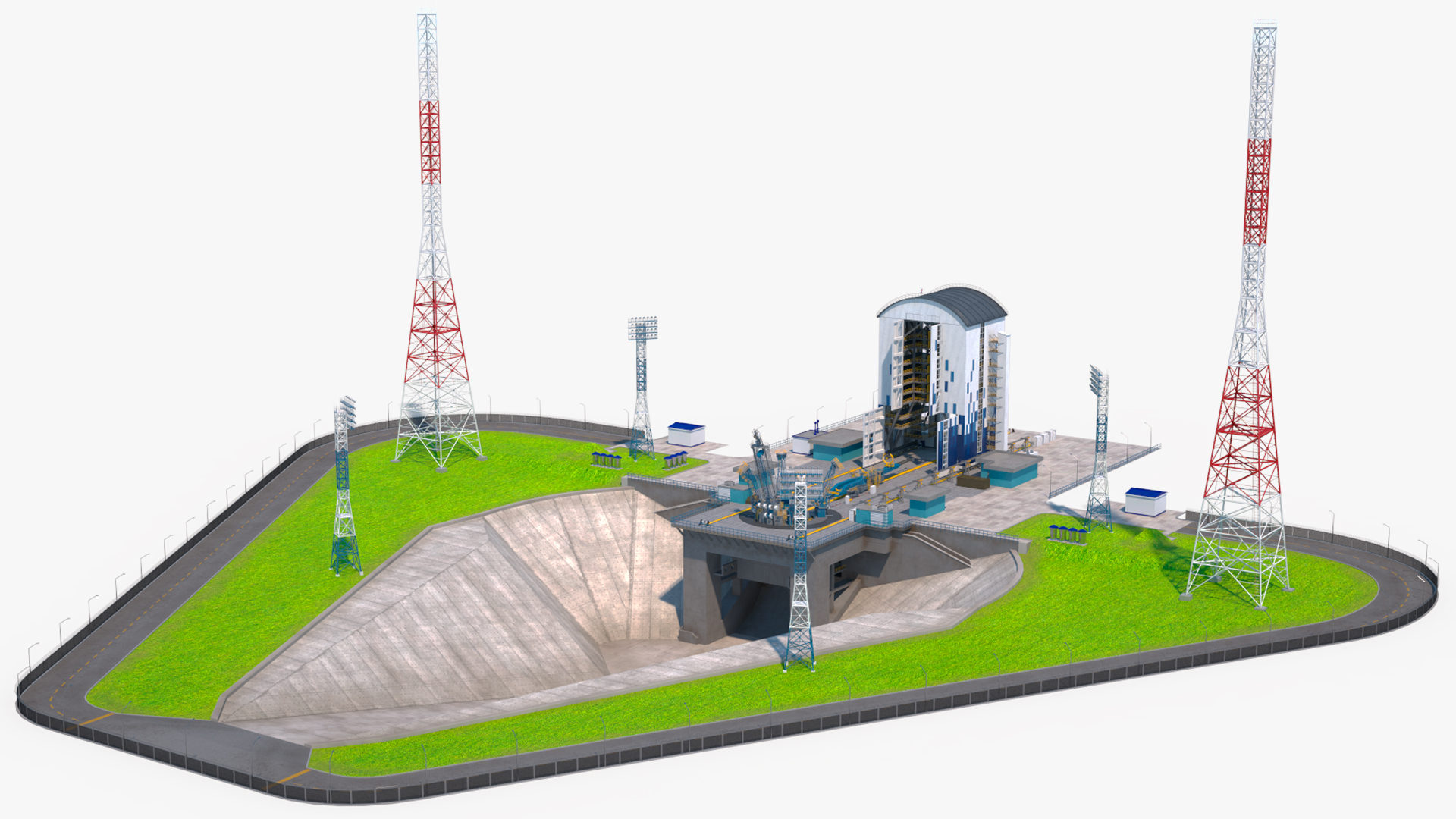 Vostochny Cosmodrome Russian Spaceport Rigged for Cinema 4D 3D model