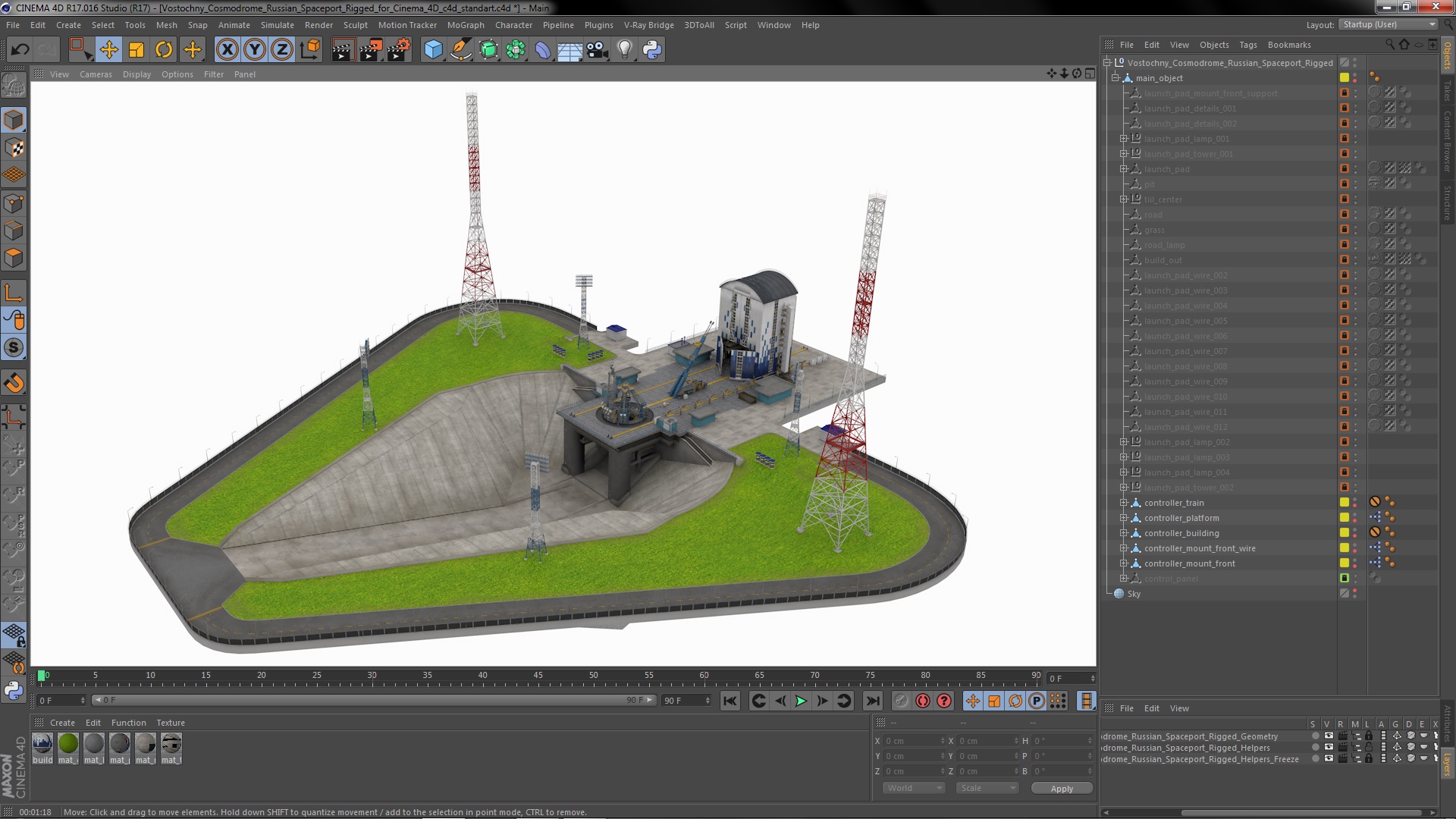 Vostochny Cosmodrome Russian Spaceport Rigged for Cinema 4D 3D model