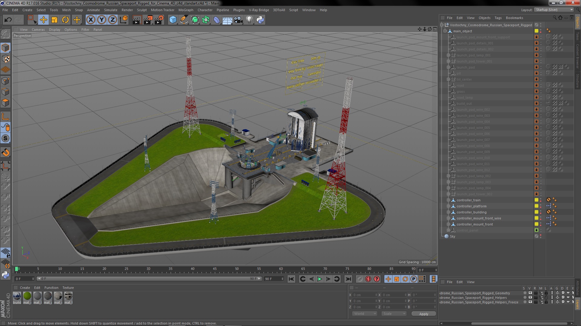 Vostochny Cosmodrome Russian Spaceport Rigged for Cinema 4D 3D model