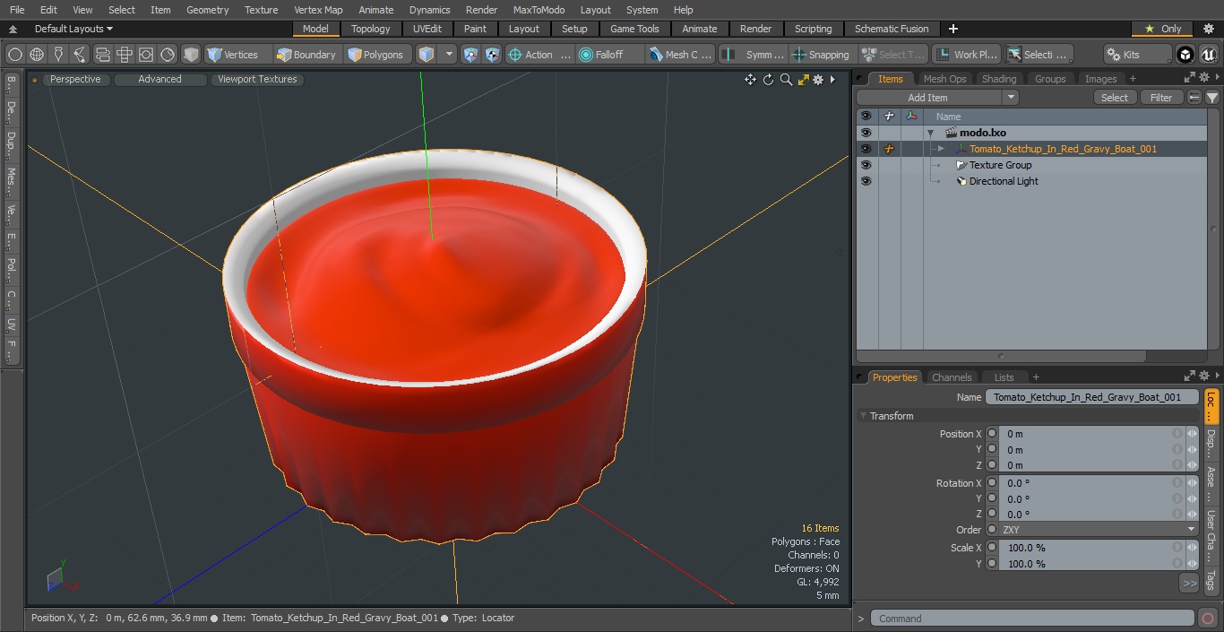 Tomato Ketchup In Red Gravy Boat 3D