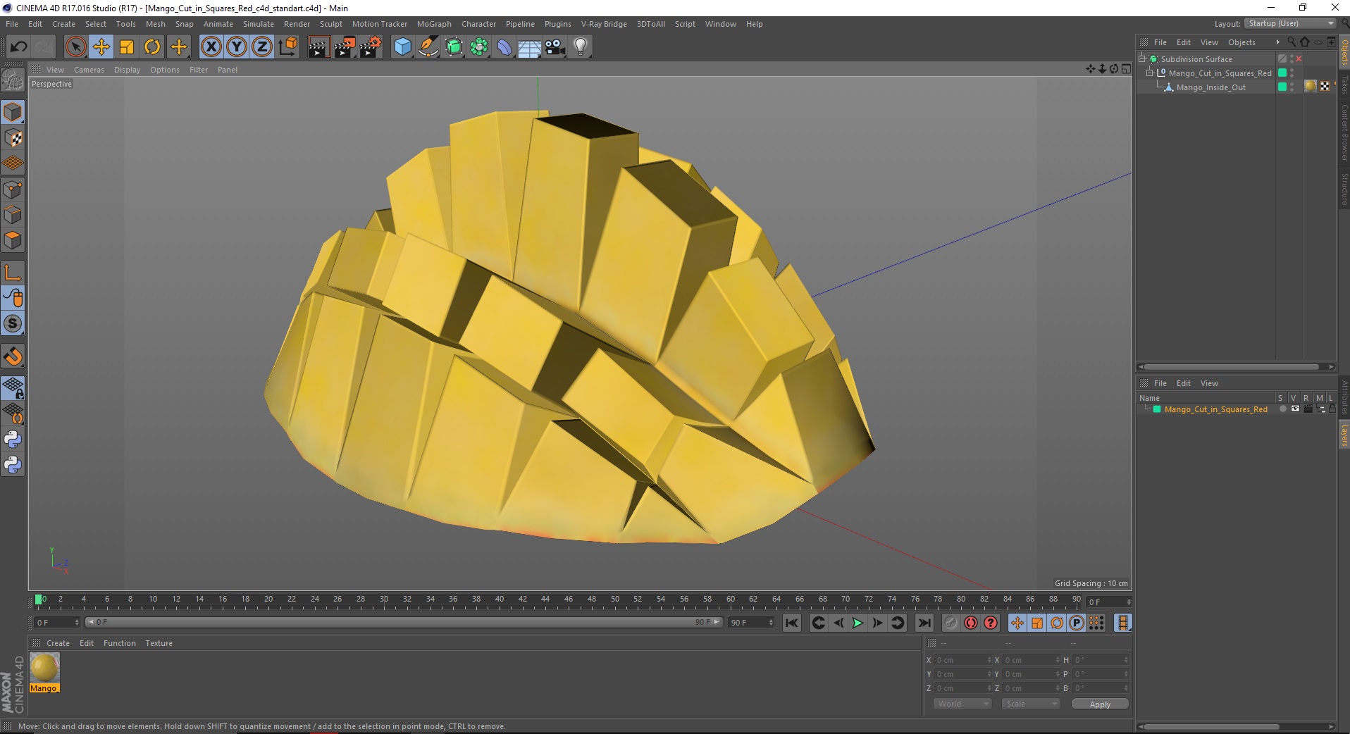 Mango Cut in Squares Red 3D model