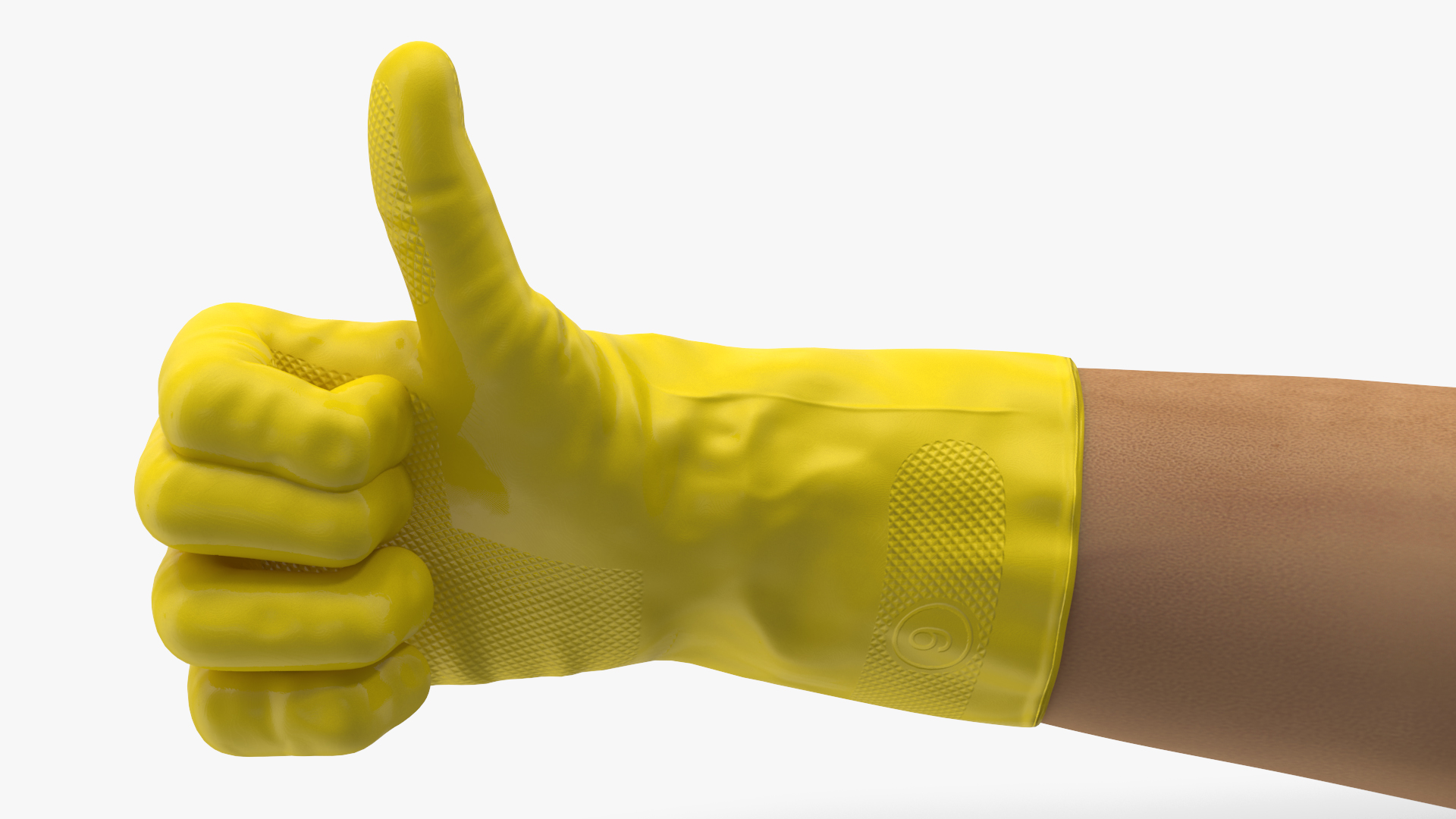 3D Hands in Yellow Rubber Gloves Rigged