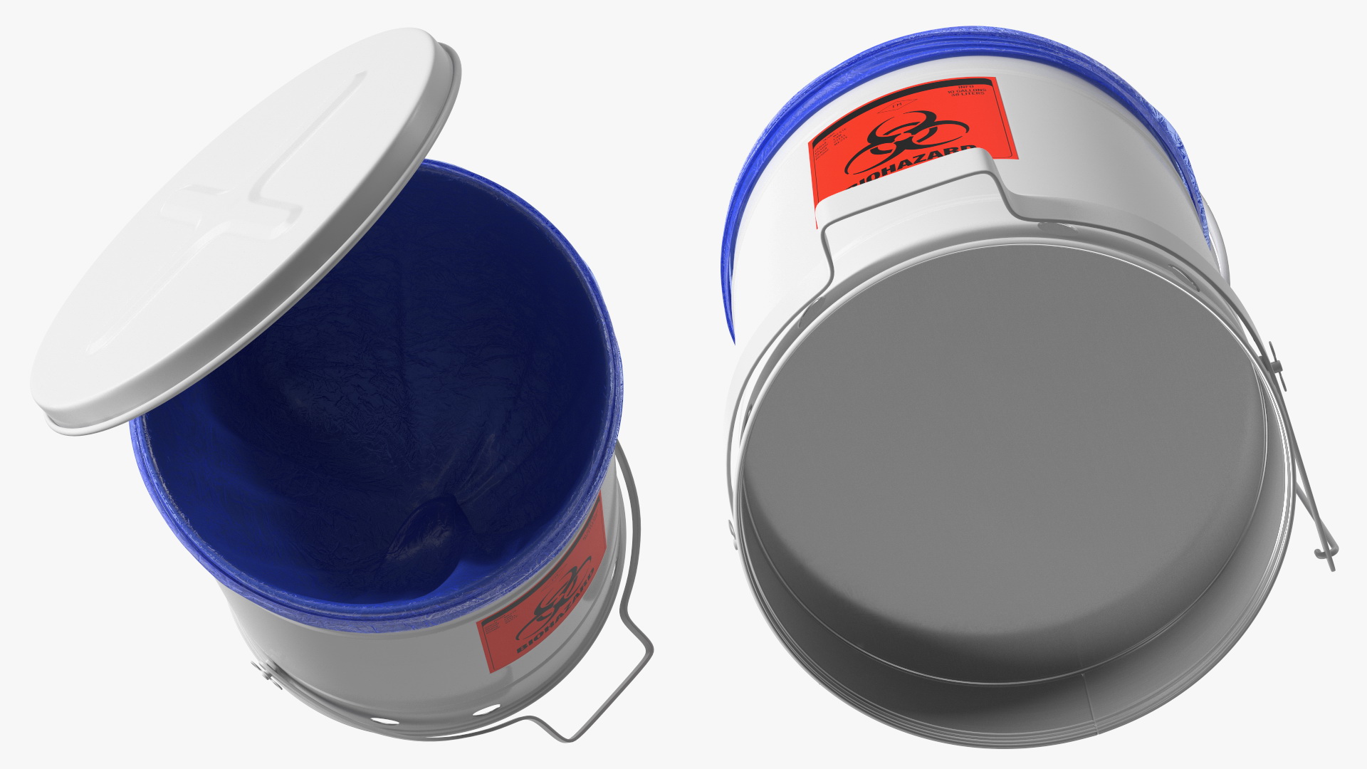 3D Biohazard Steel Waste Can with Foot Pedal