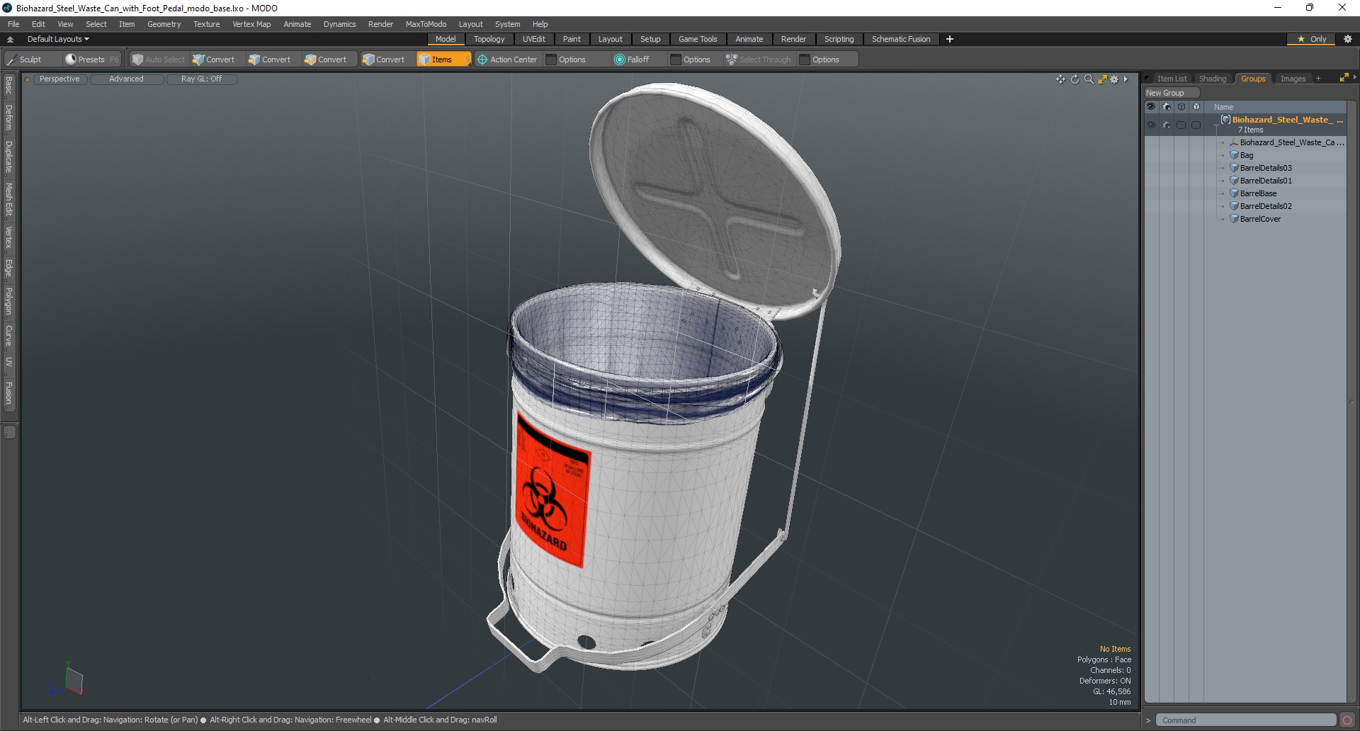 3D Biohazard Steel Waste Can with Foot Pedal