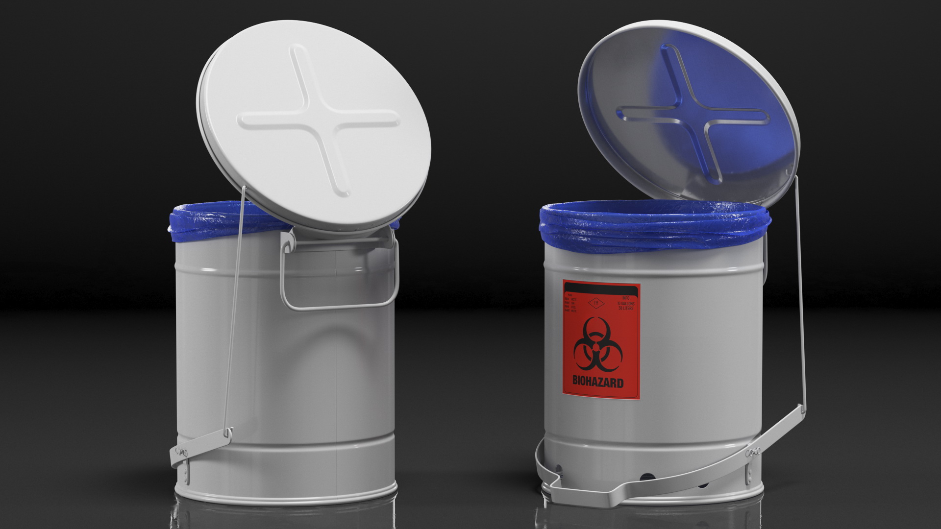 3D Biohazard Steel Waste Can with Foot Pedal